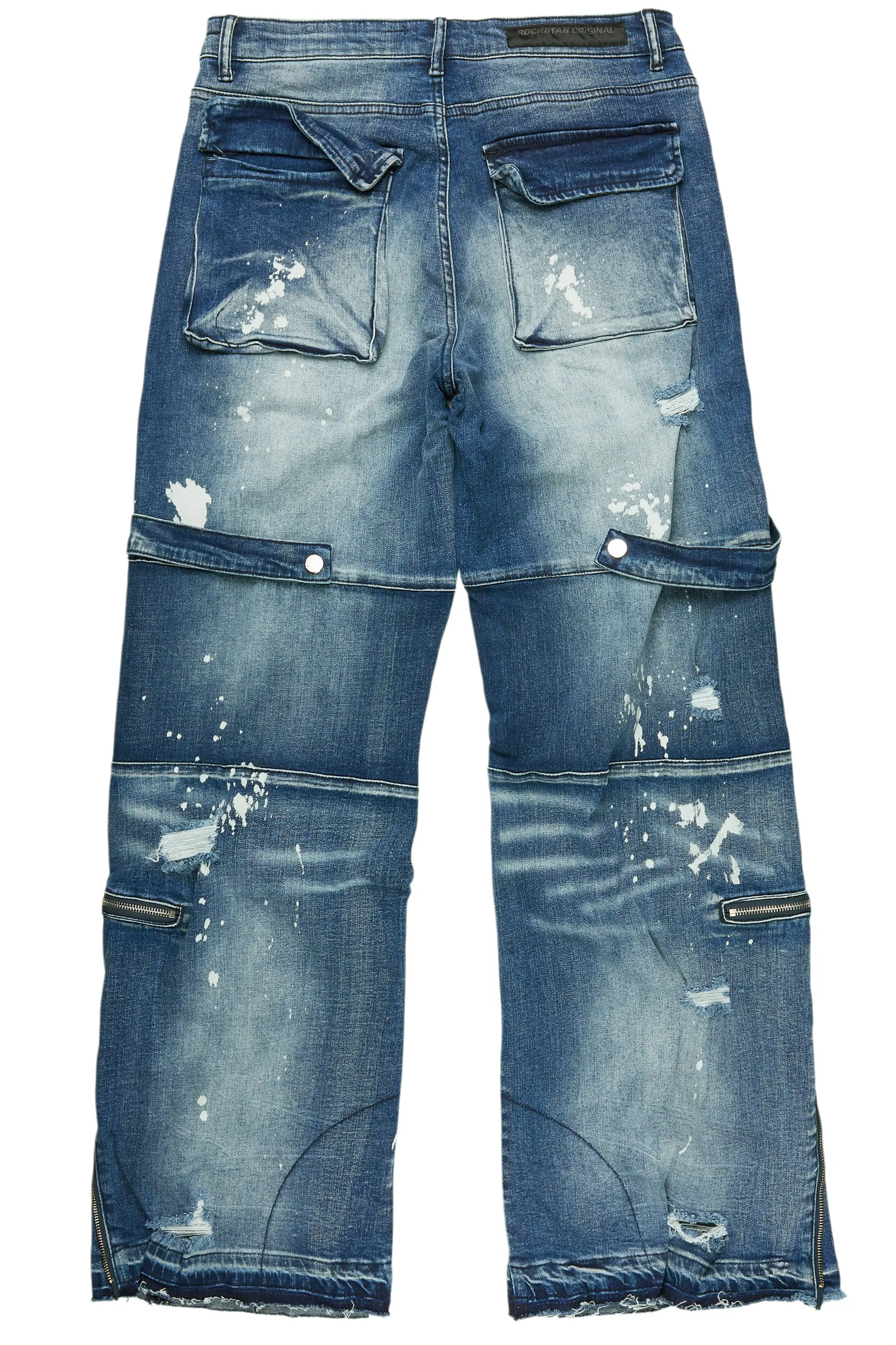 Grib Blue Bleach Baggy Jeans