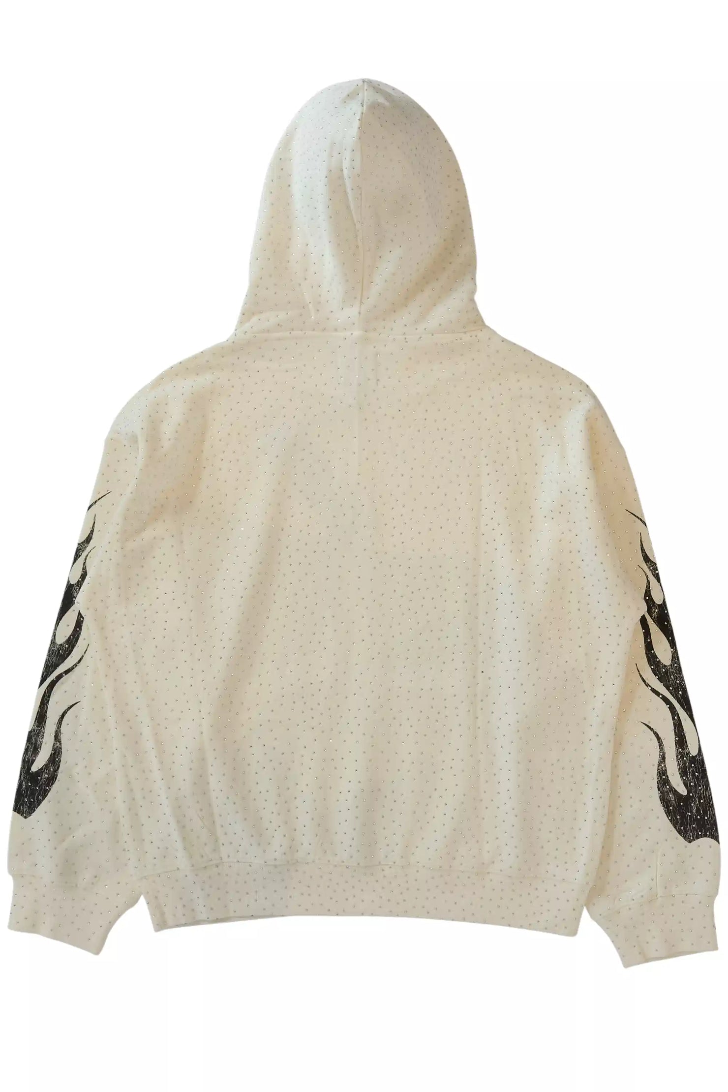 Flamur White Rhinestone Oversized Hoodie
