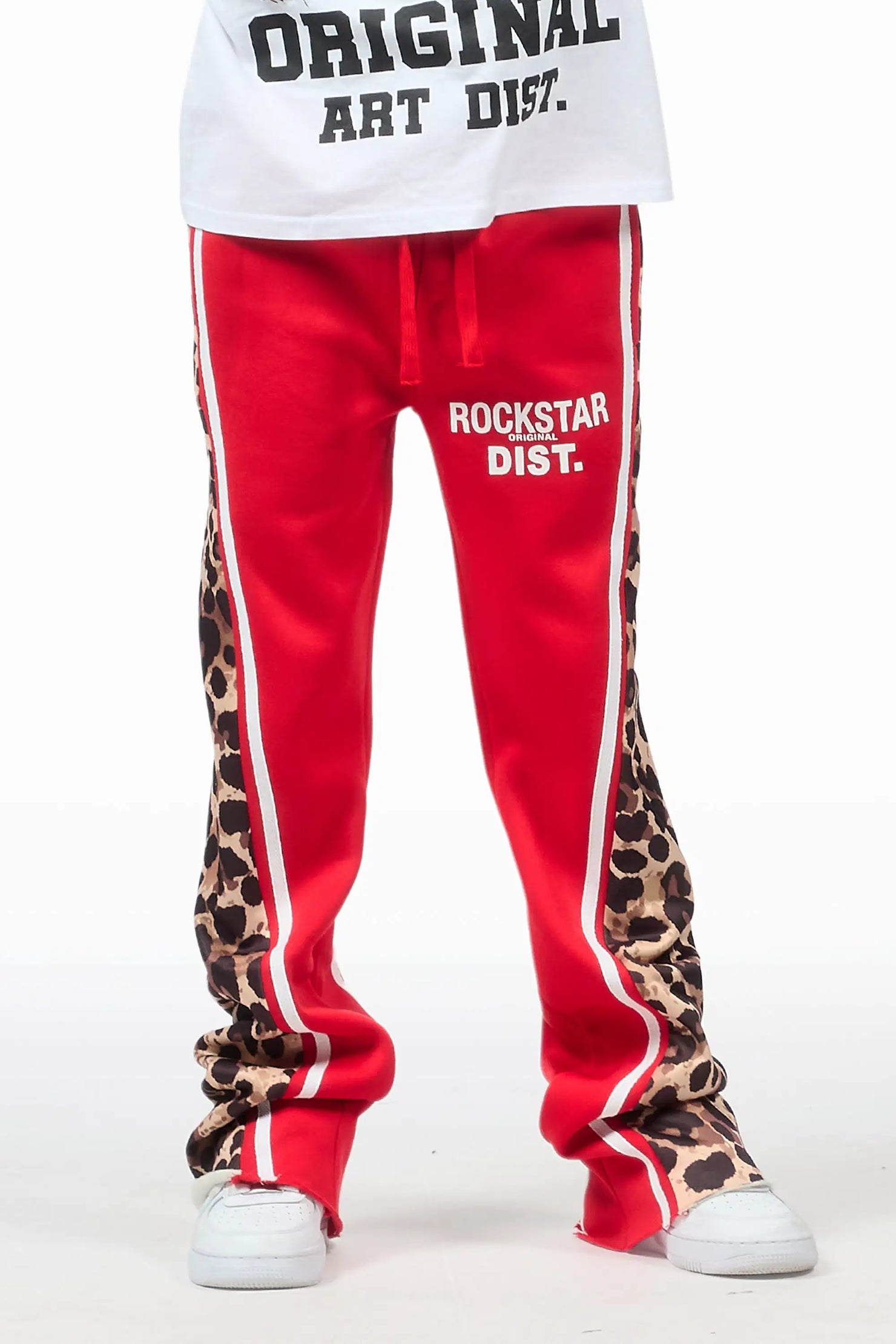 Girls Soana Red Stacked Track Pant