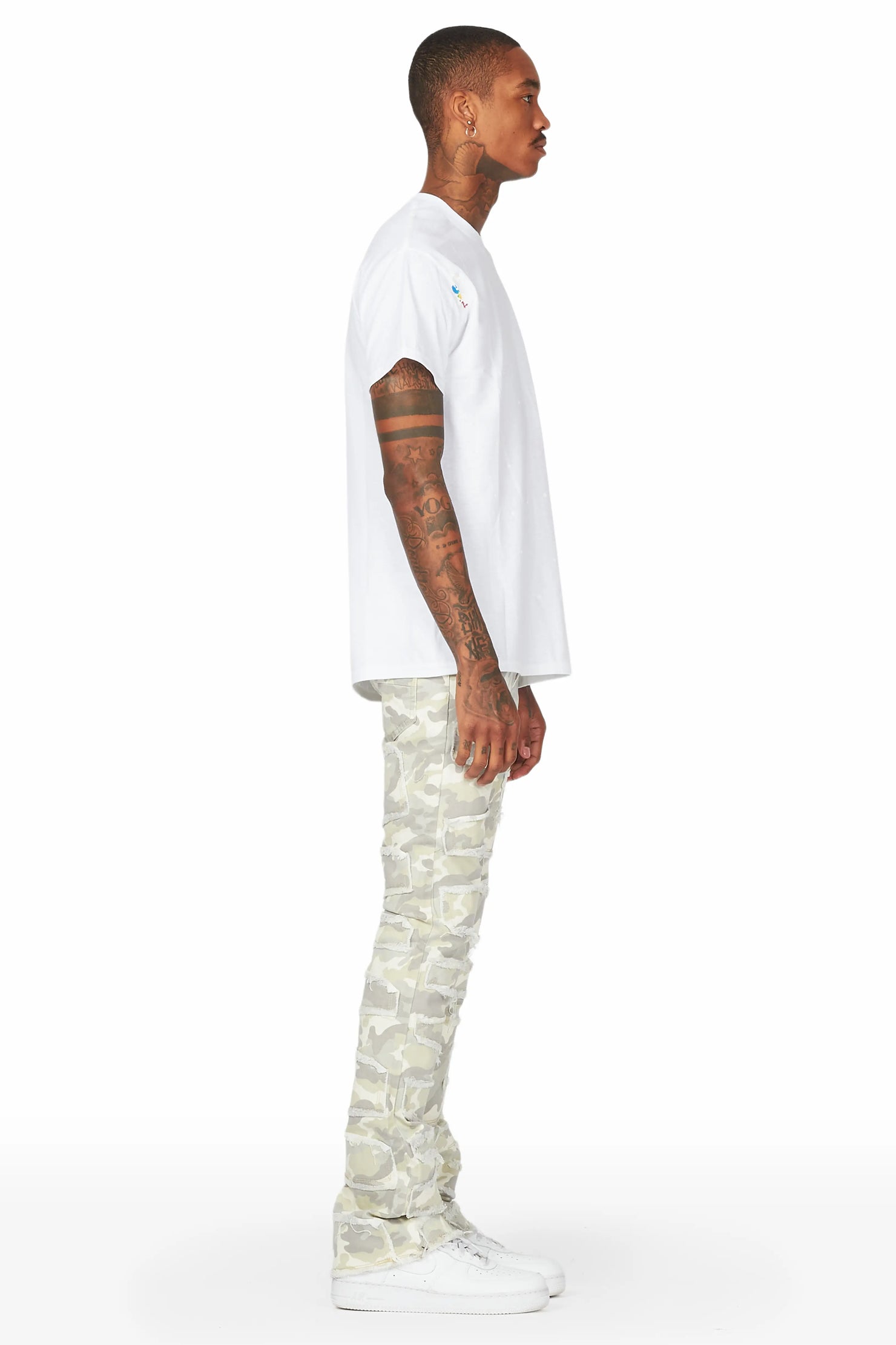 Shake Light Camo Stacked Flare Jean