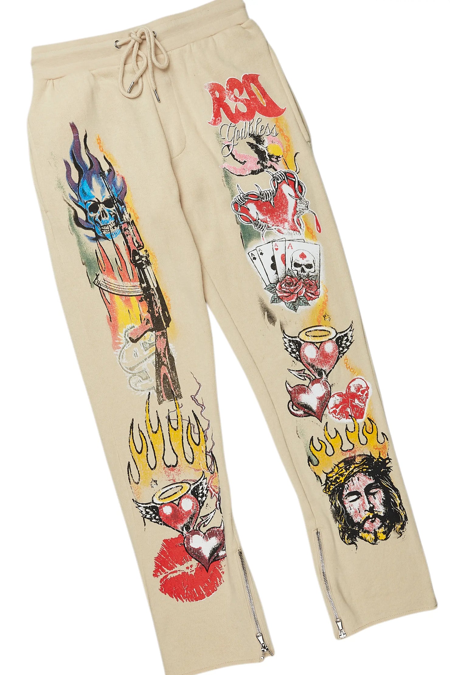 Germain Beige Slim Fit Hoodie Track Set