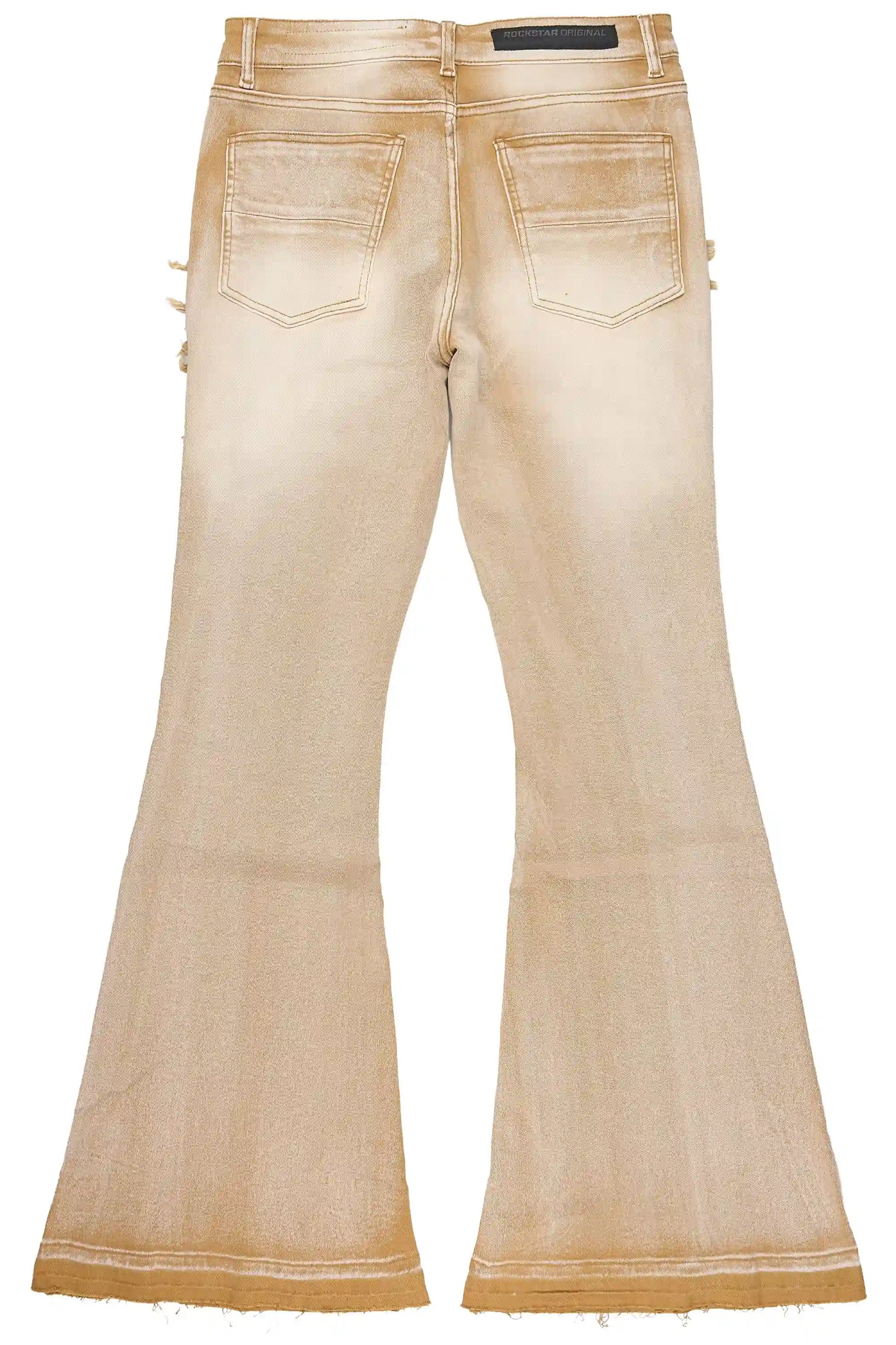 Vane Beige Stacked Super Flare Jean