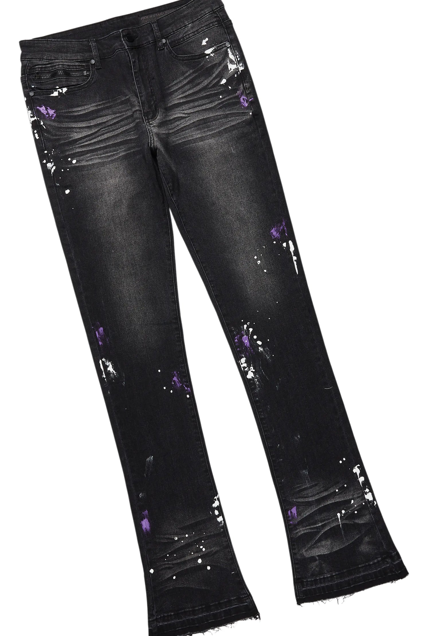 Amos Purple Graphic T-Shirt & Dag Dark Grey Jean Bundle