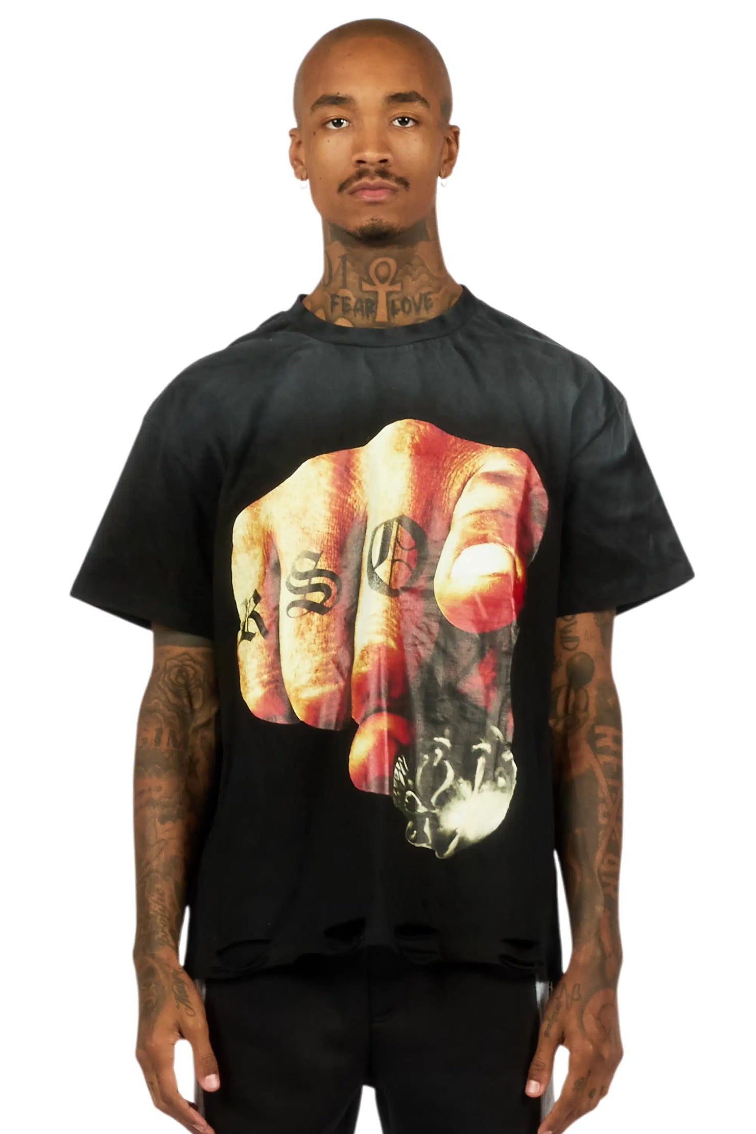 Xayon Black Oversized Graphic T-Shirt