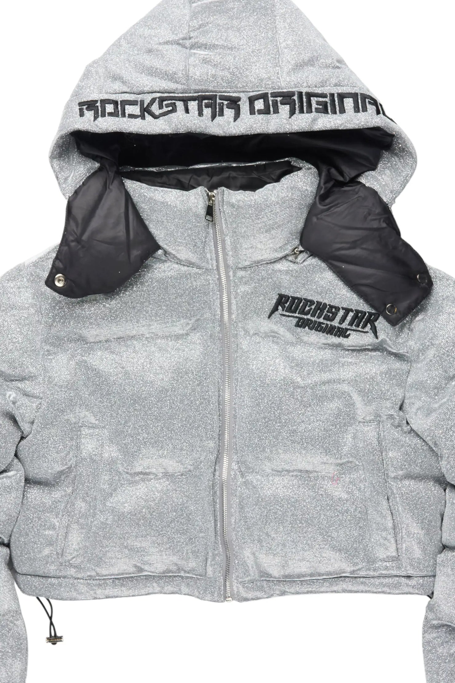 Meranda Silver Glitter Puffer Jacket