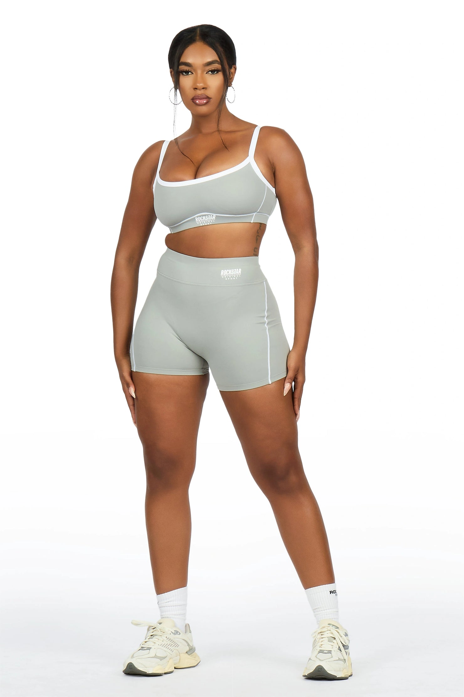 Afshana Grey Tank Active Bike Short Set