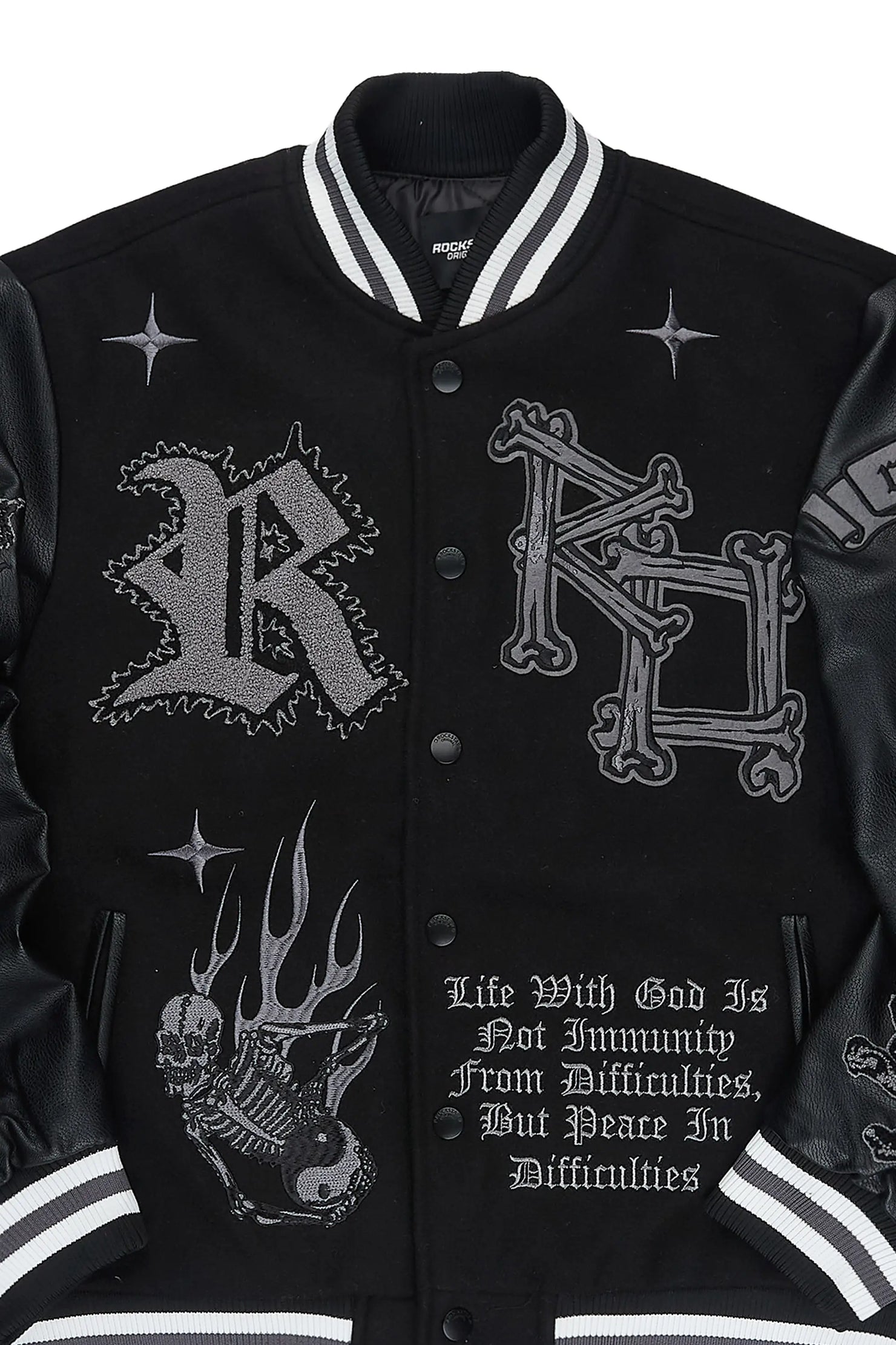 Naizeah Black/Black Varsity Jacket