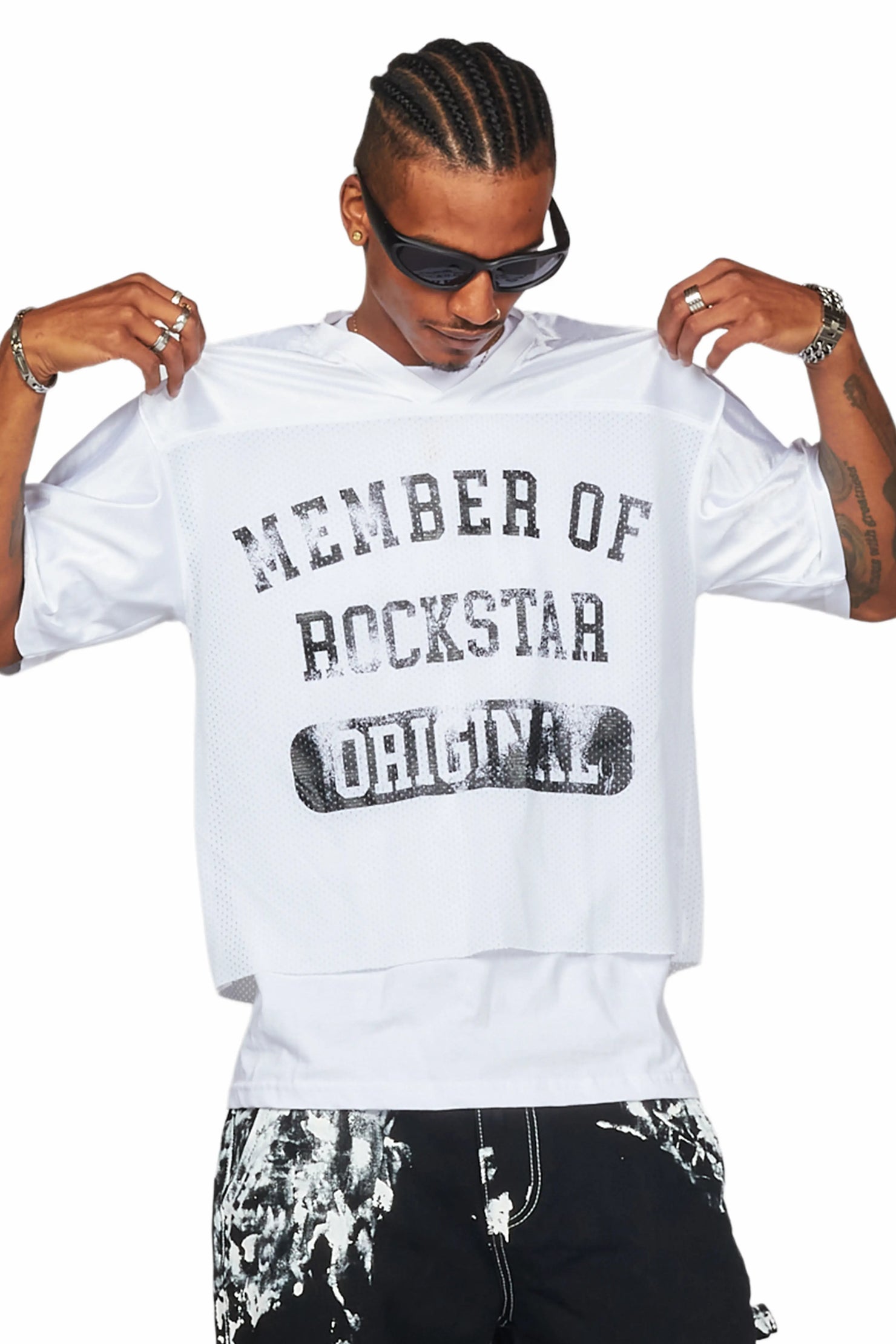 Danian White Graphic Mesh Jersey