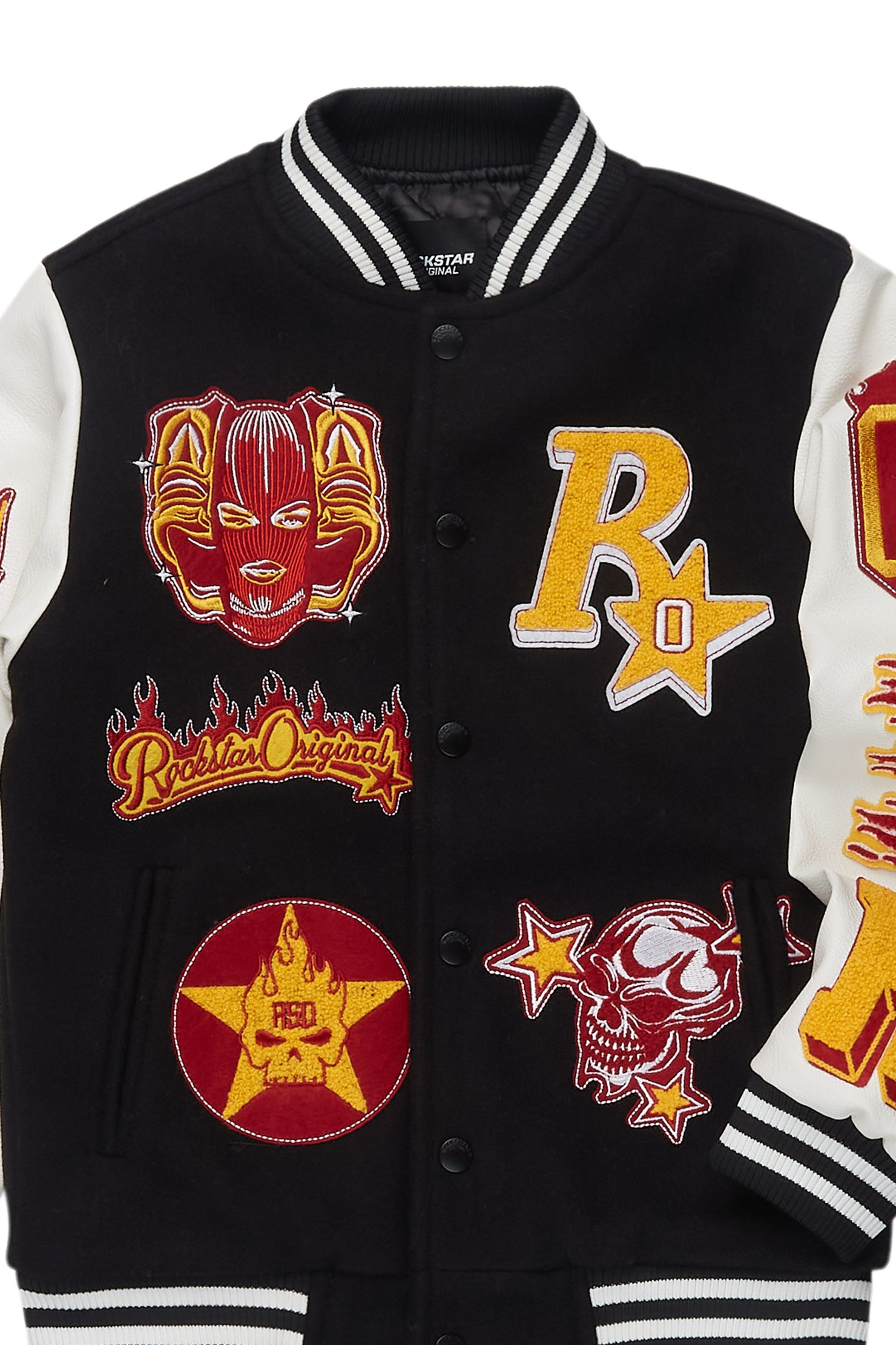 Boys Fio 2.0 Black/White Varsity Jacket