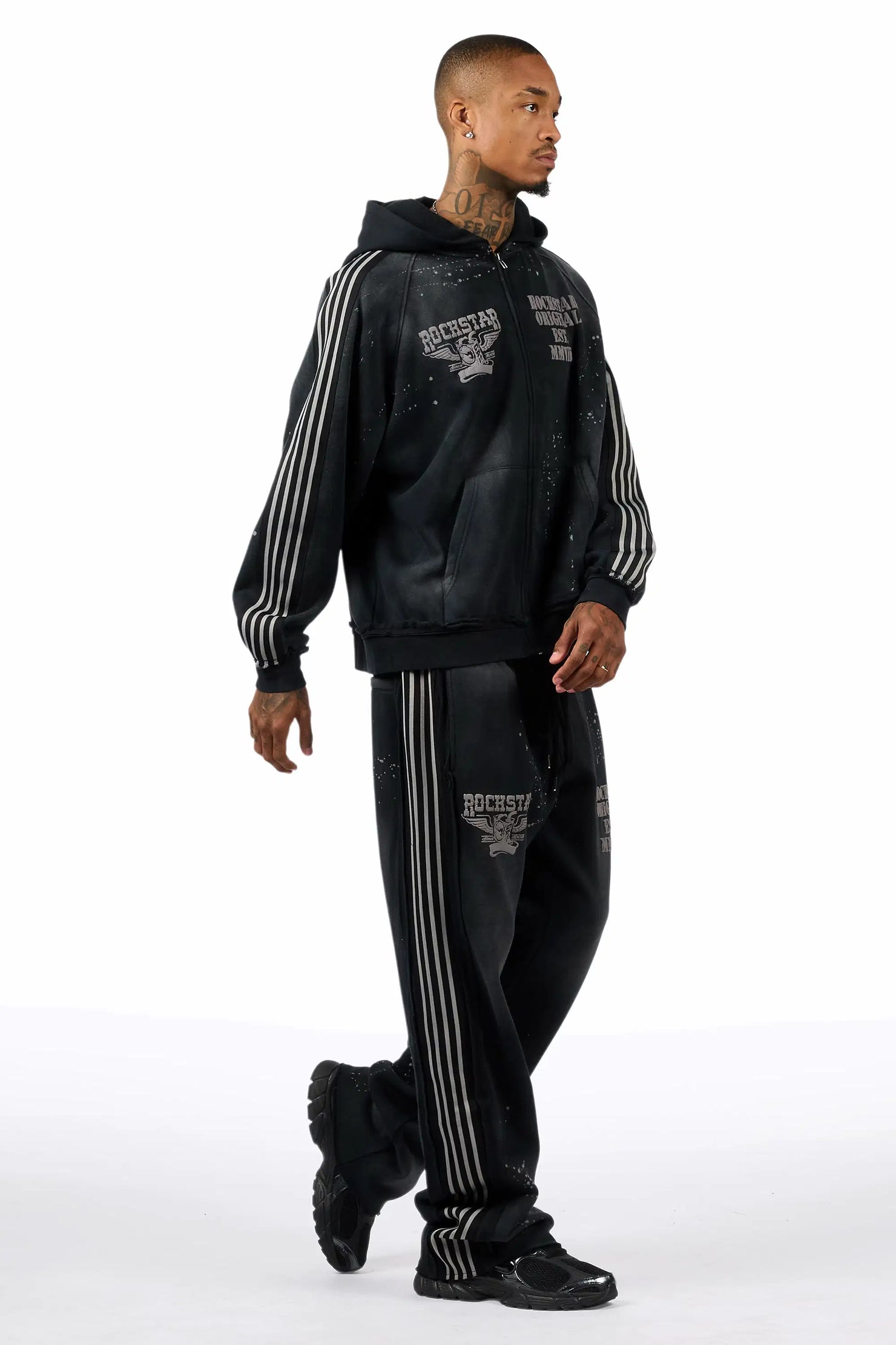 Manier Vintage Black Hoodie/Straight Pant Track Set