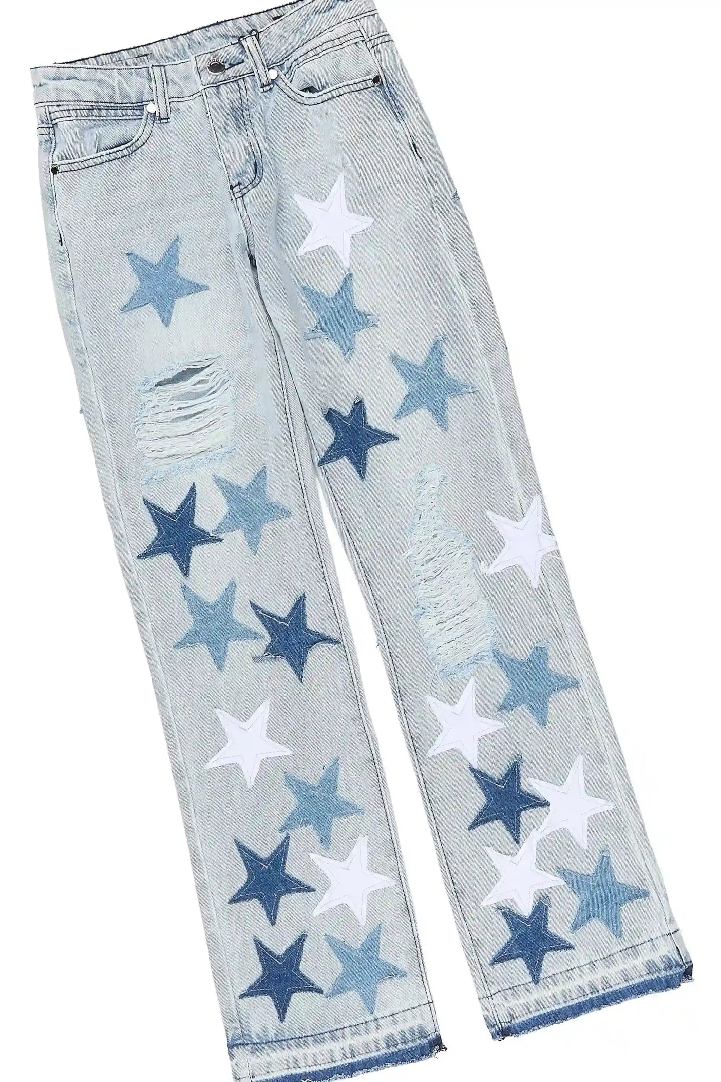Boys Byson White/Blue T-Shirt Patchwork Jean Set