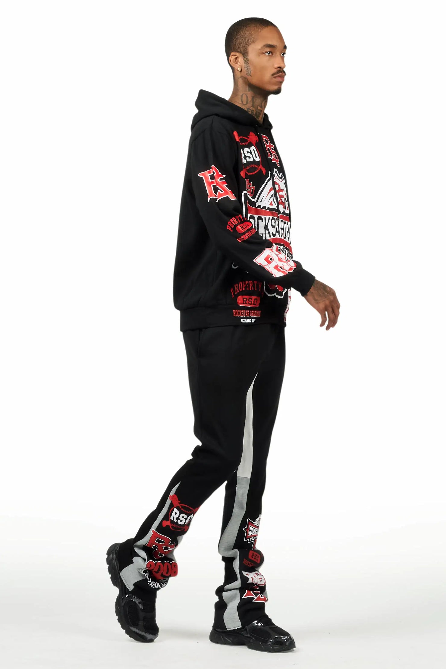 Mavrix Black Hoodie/Stacked Flare Track Set