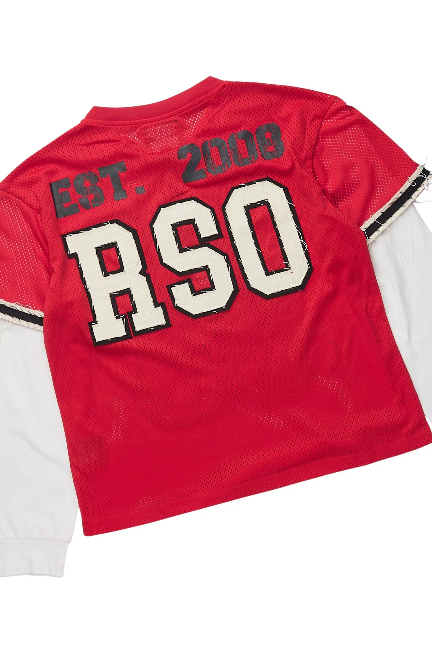 Boys Deston Red/Grey Double Layer T-Shirt/Denim Jort Set