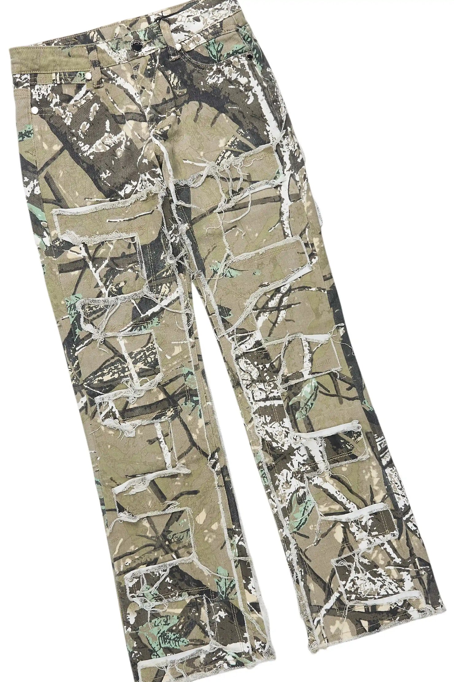 Boys Beau White/Camo T-Shirt Stacked Jean Set