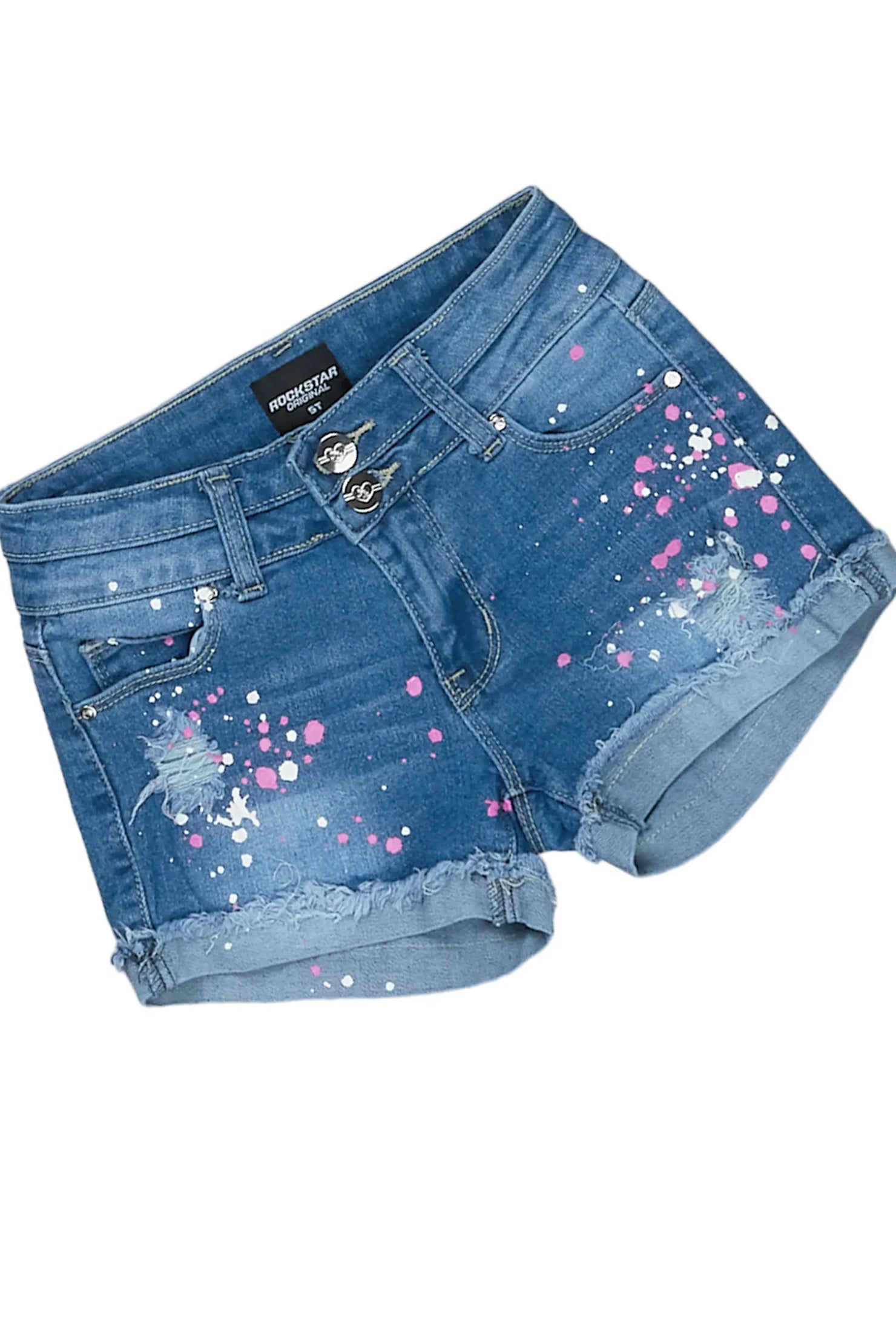 Girls Nahla White T-Shirt/Denim Short Set