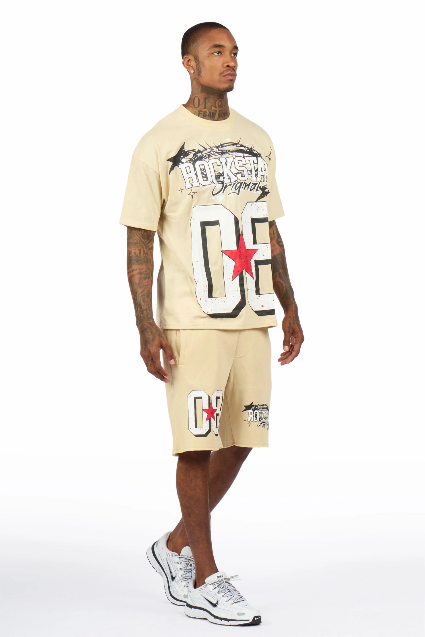 Allstar Beige/White T-Shirt Short Set