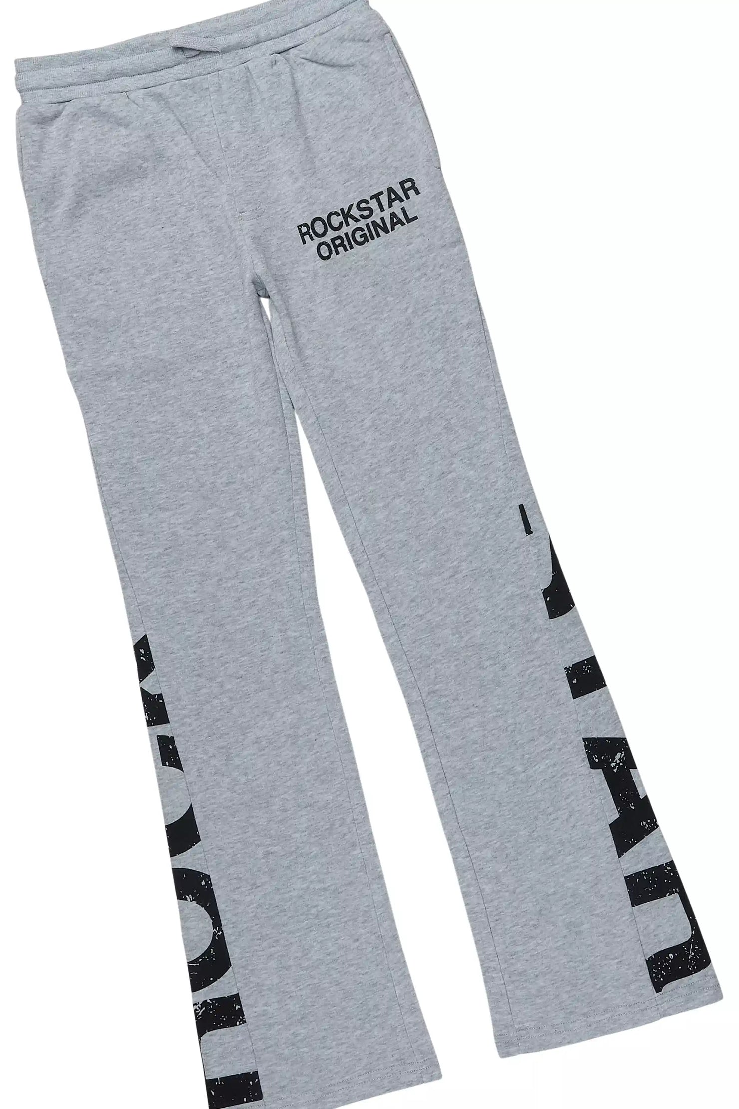 Boys Deniska Heather Grey/Black Hoodie Track Pant Set