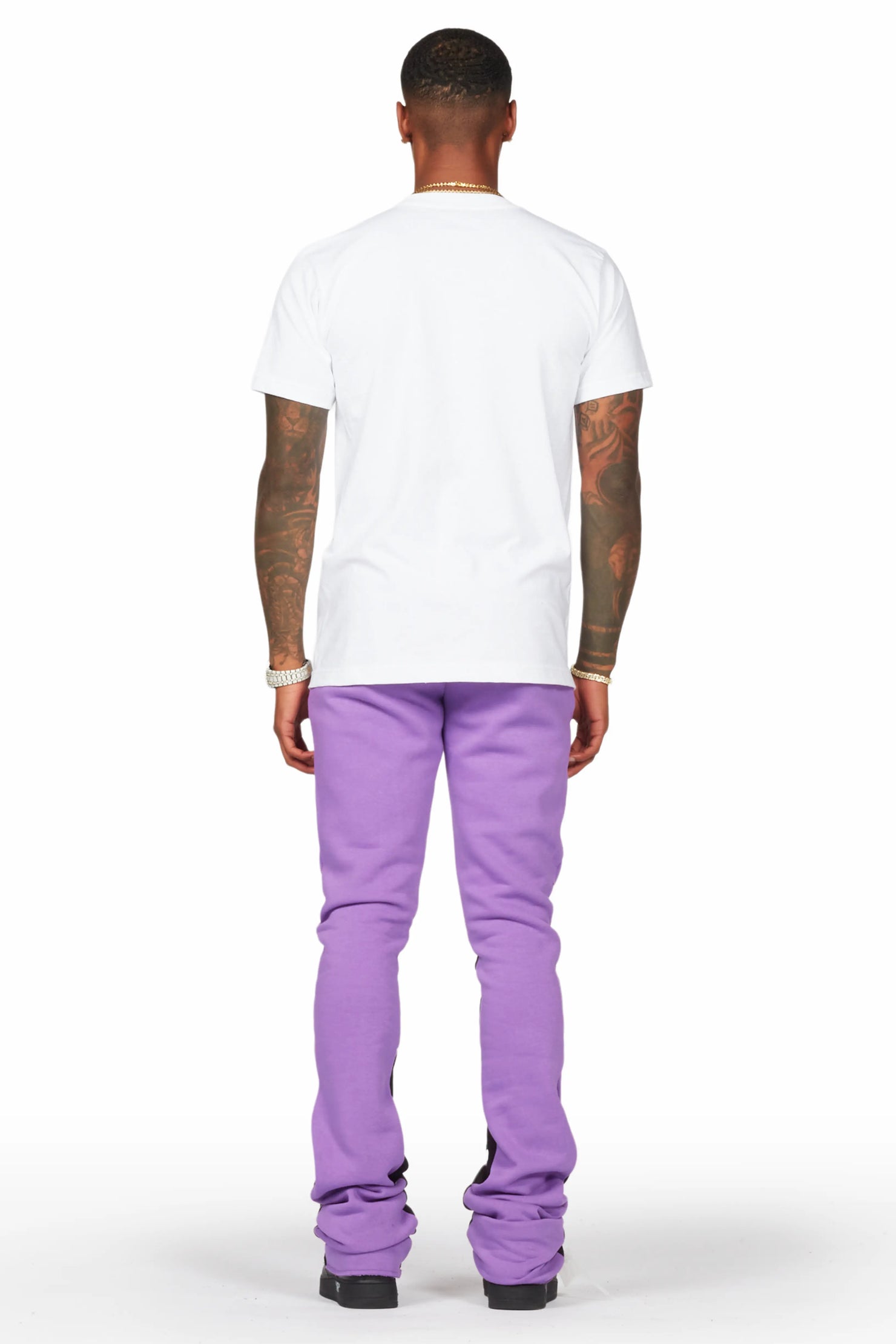 Scottie Purple/White T-Shirt/Super Stacked Flare Track Pant Set