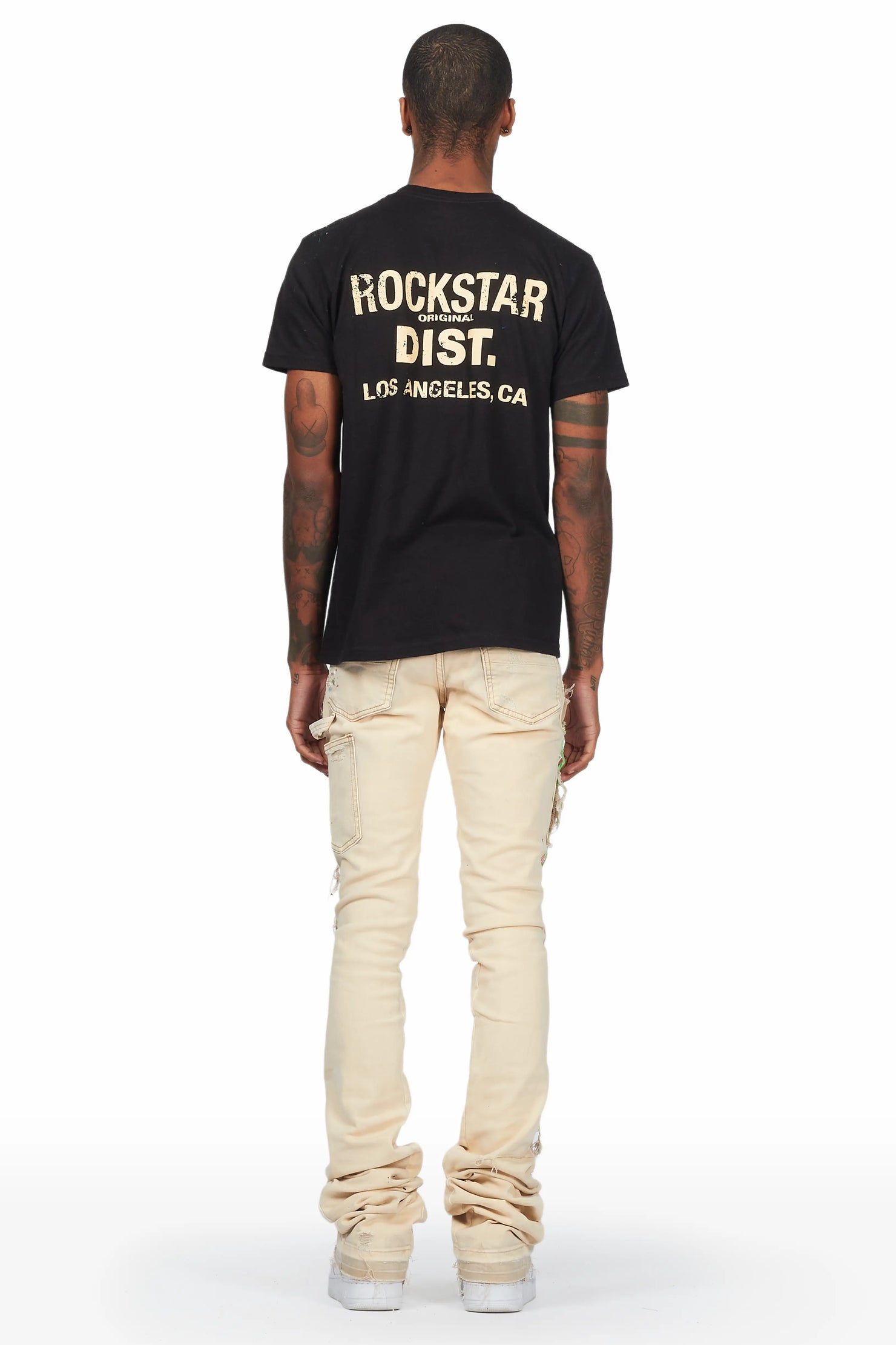 Daan Beige Painter Super Stacked Flare Jean