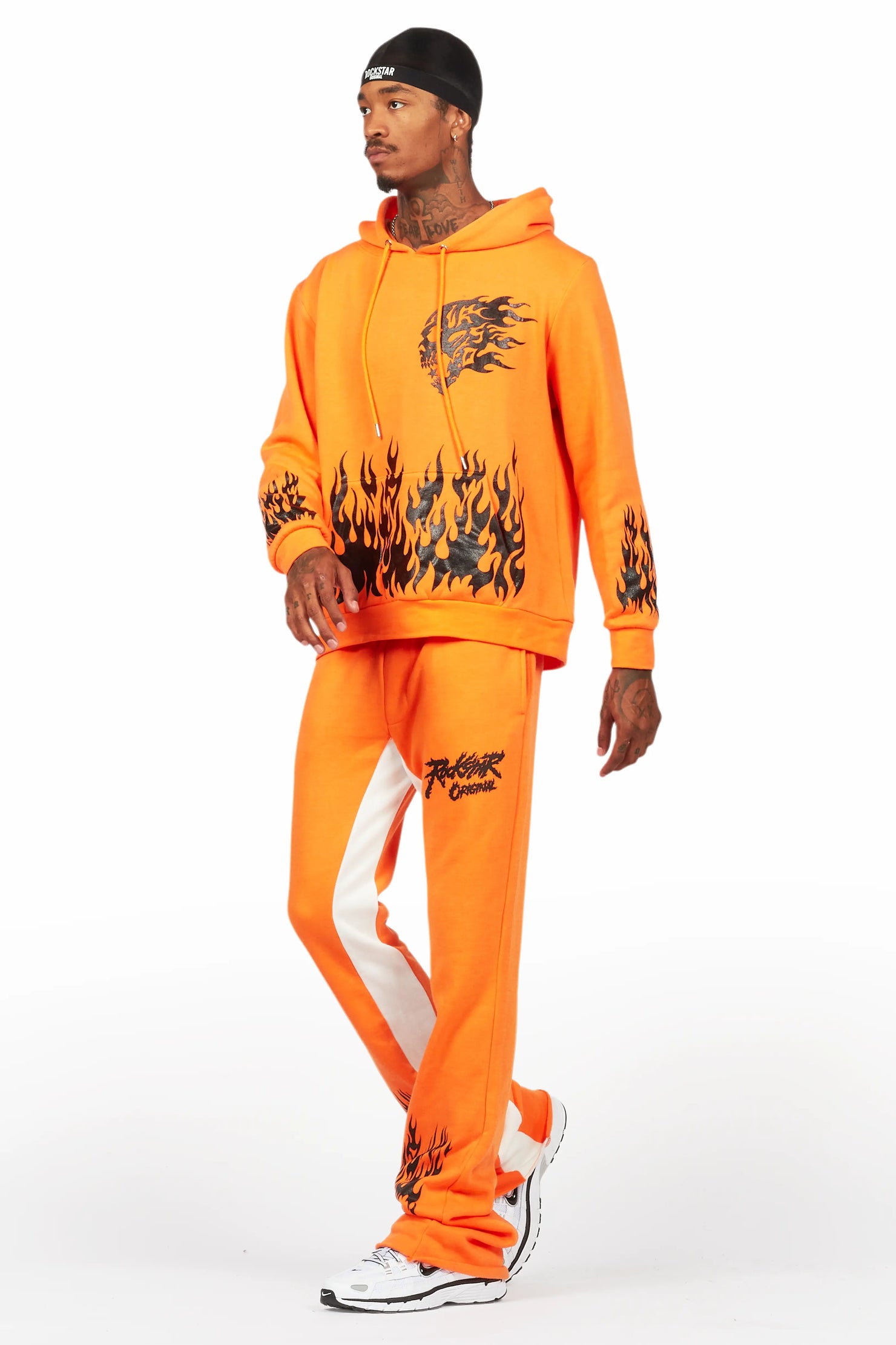 Bubble Orange/Black Hoodie/Baggy Fit Pant Set