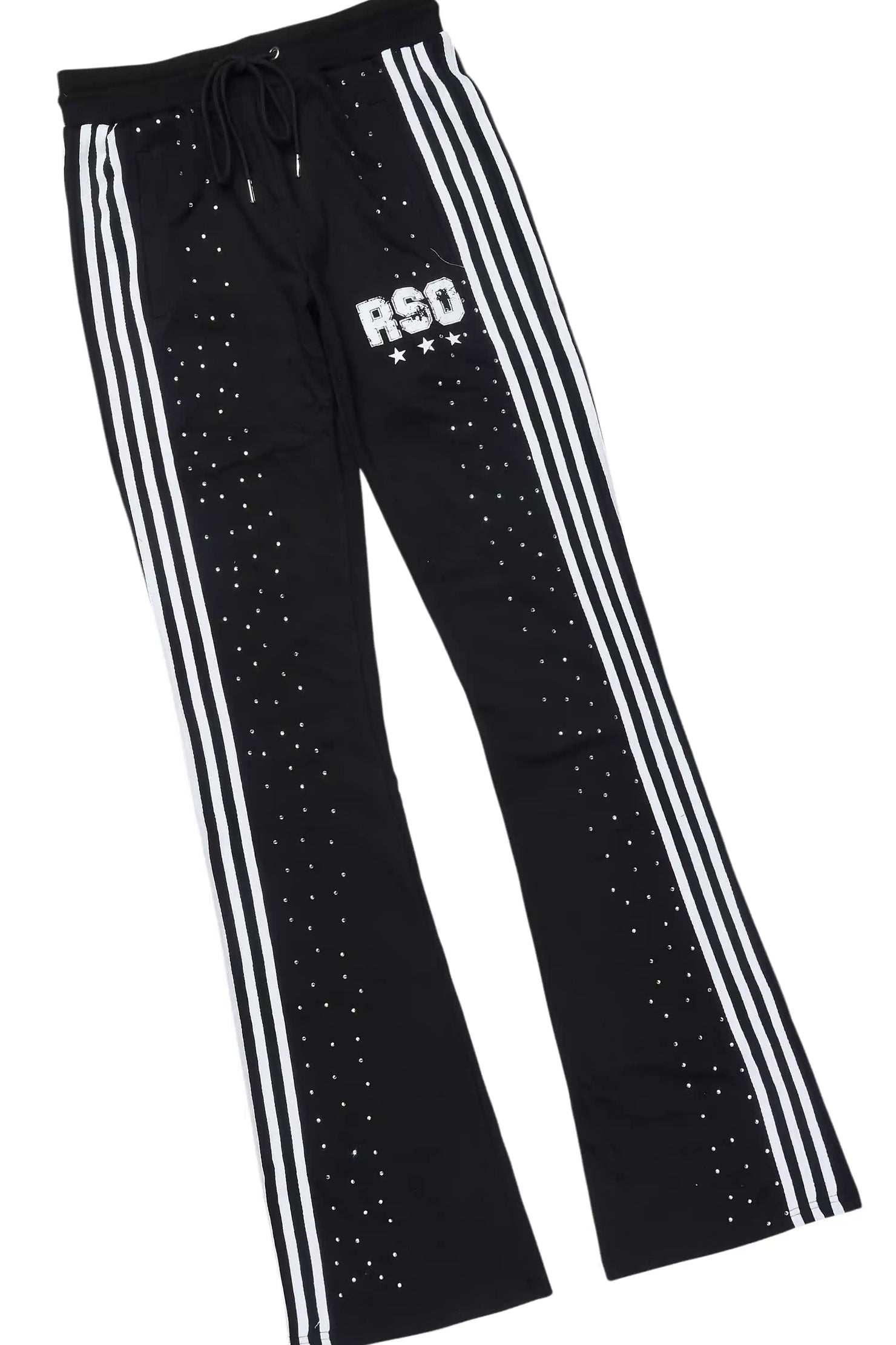 Tylla Black Rhinestone T-Shirt/Baggy Stacked Track Set