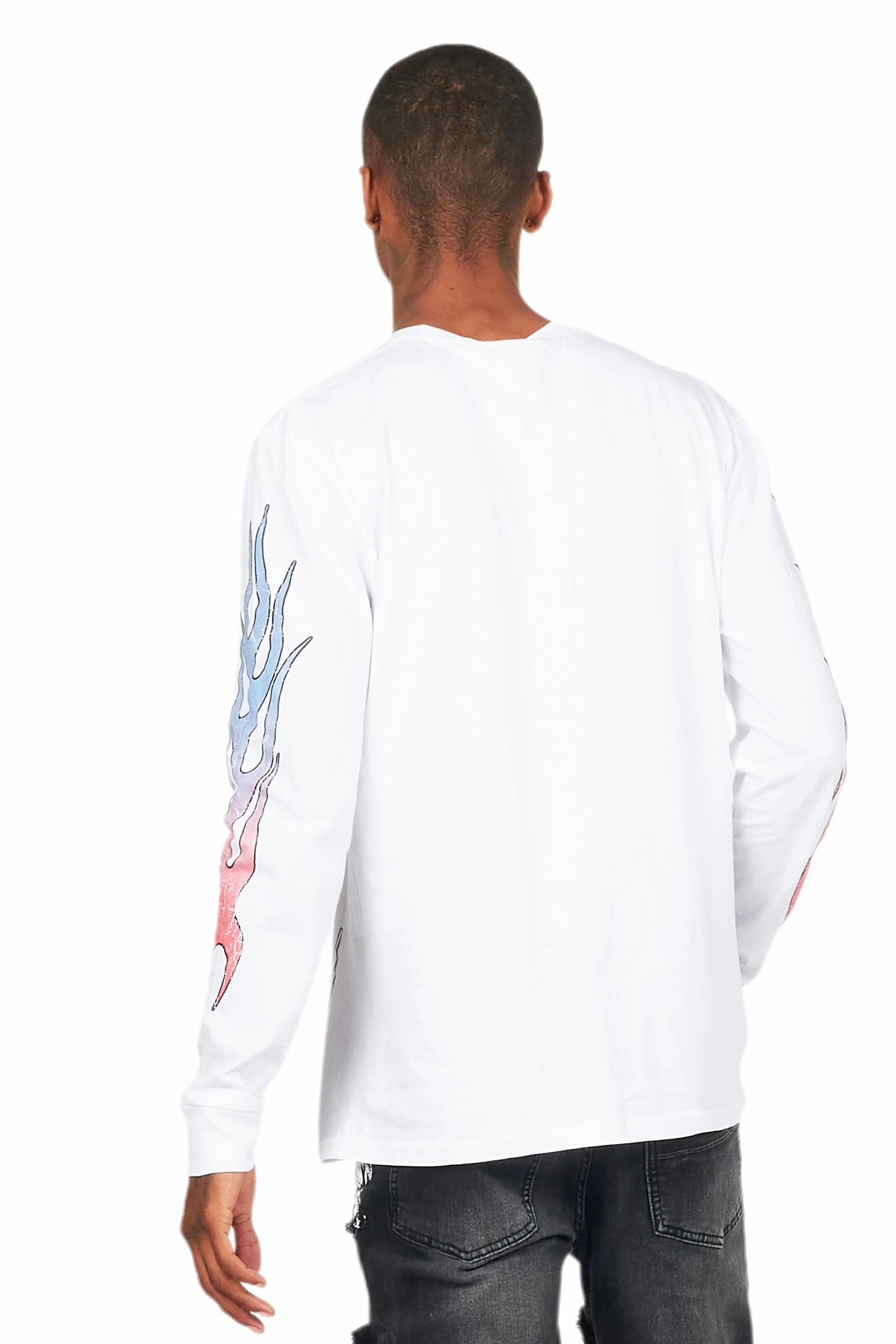 Tadashi White Long Sleeve Graphic T-Shirt