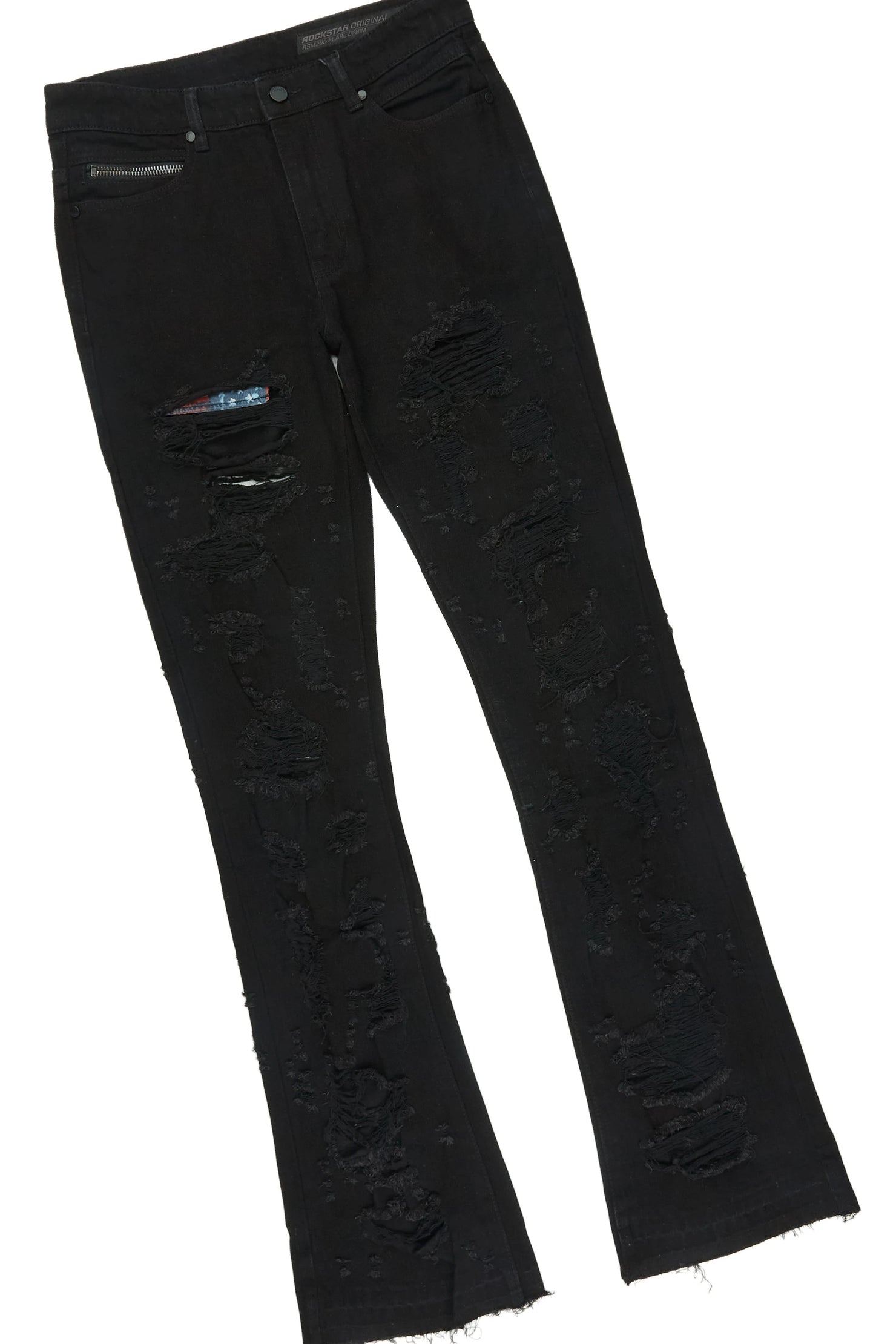 Faro Black Denim Jacket/Stacked Flare Jean Set