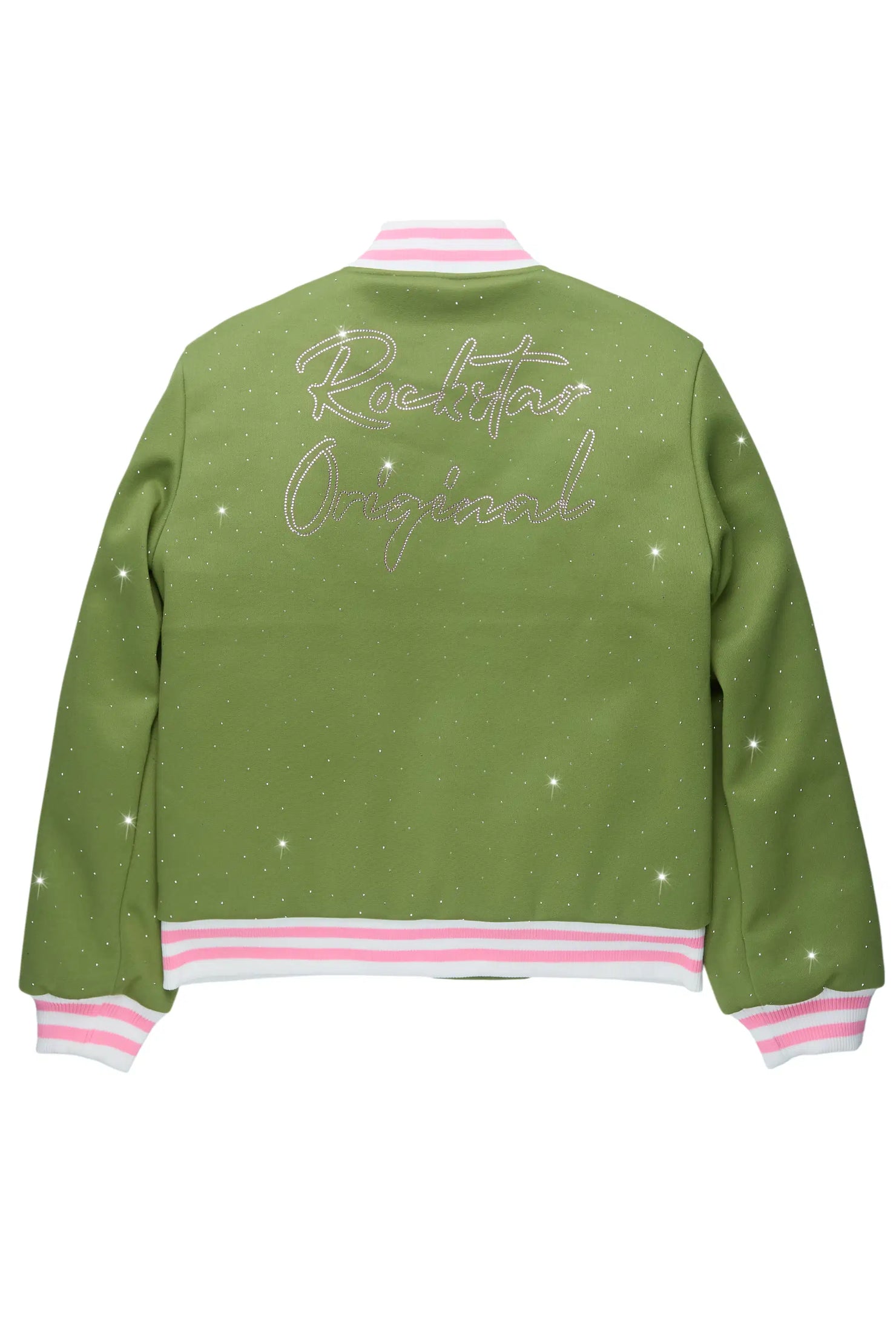 Alonza Green/Pink Rhinestone Varsity Jacket