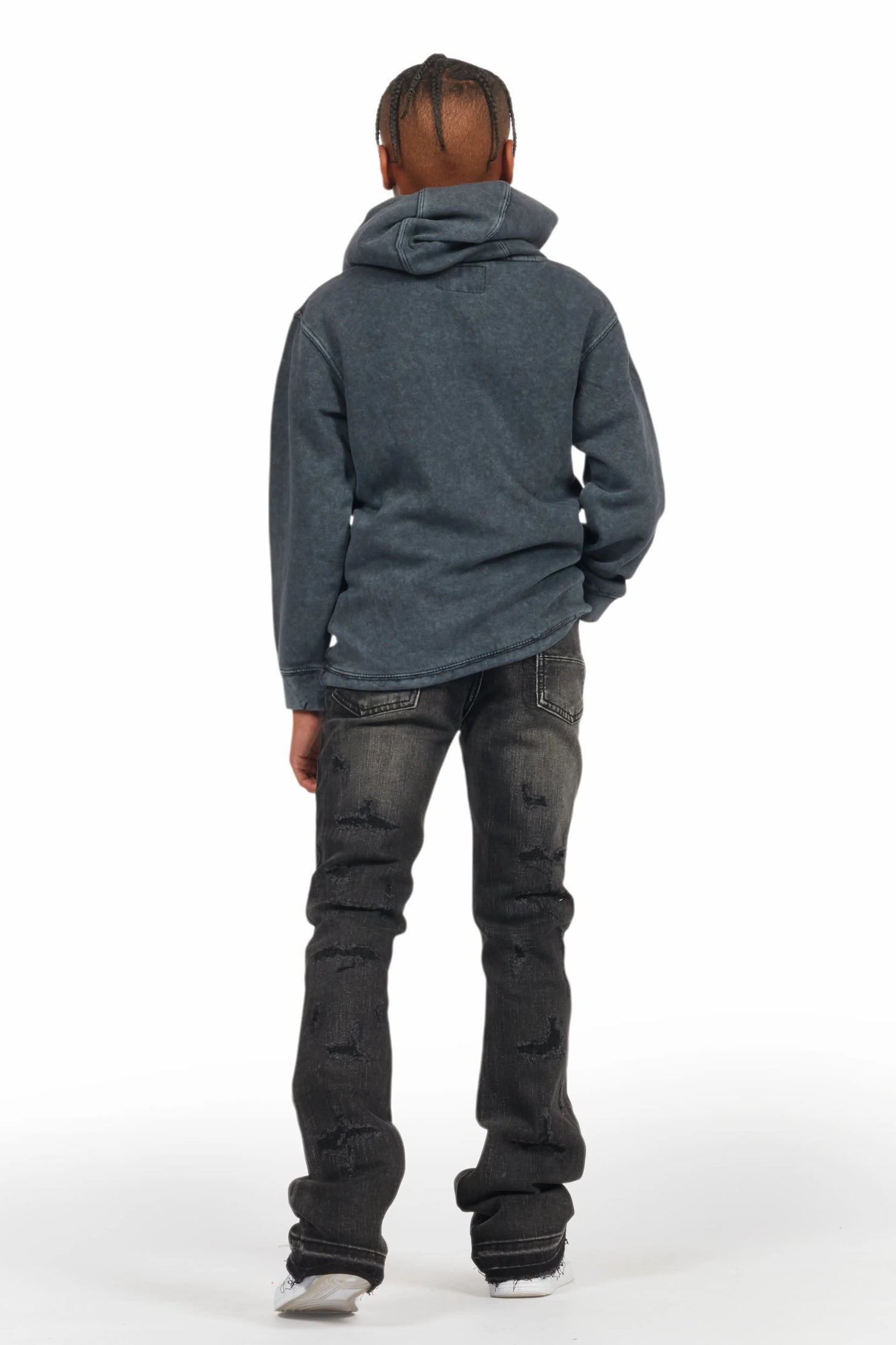 Boys Adler Dark Grey Stacked Flare Jean