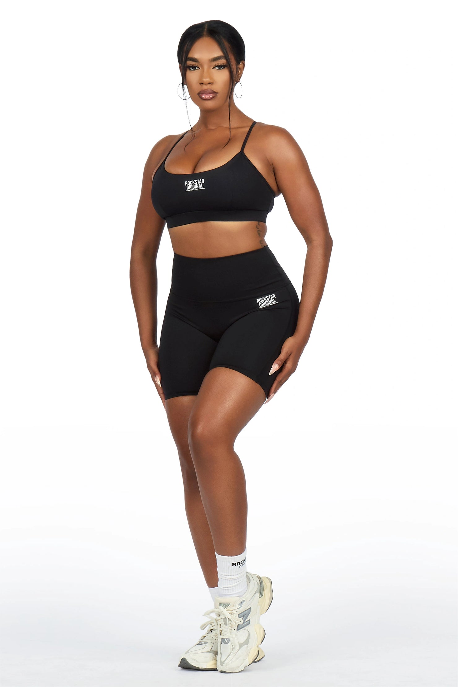 Aliccia Black Tank Active Bike Short Set