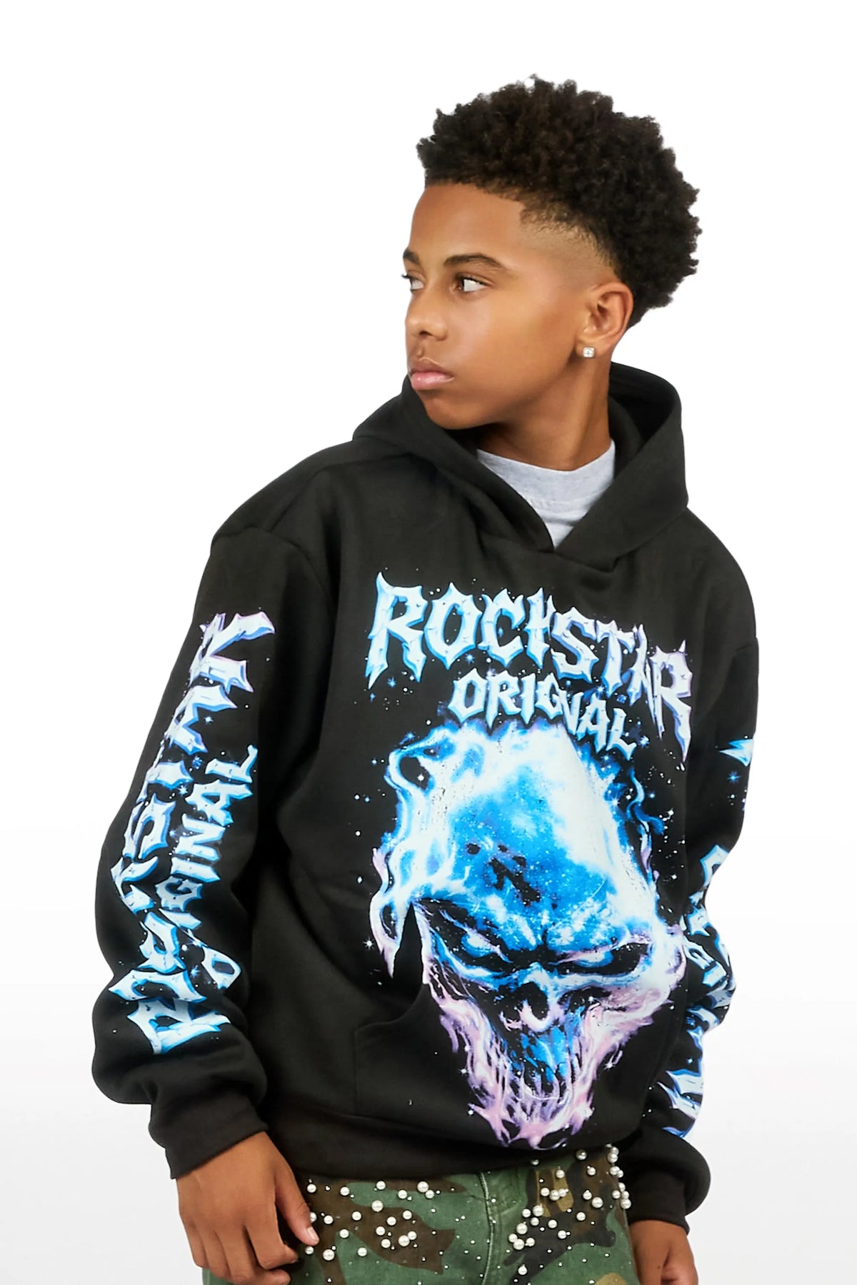 Boys Pixel Black/Blue Graphic Hoodie