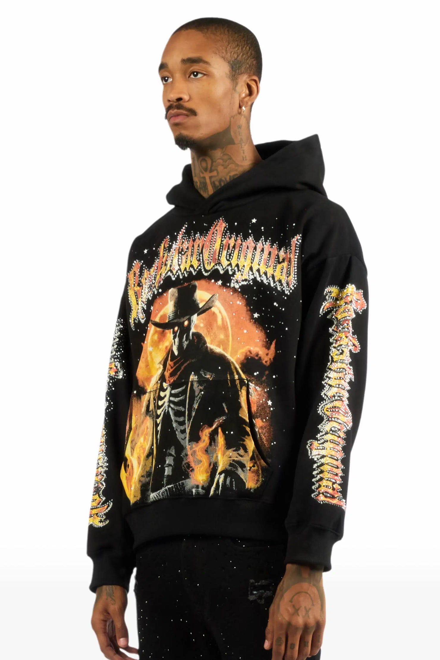 Jag Black Rhinestone Oversized Hoodie