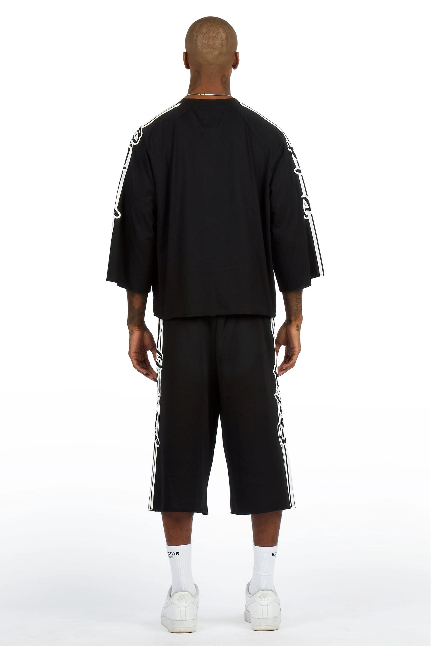 Osso Black 3/4 Sleeve T-Shirt Double Waisted Jort Set