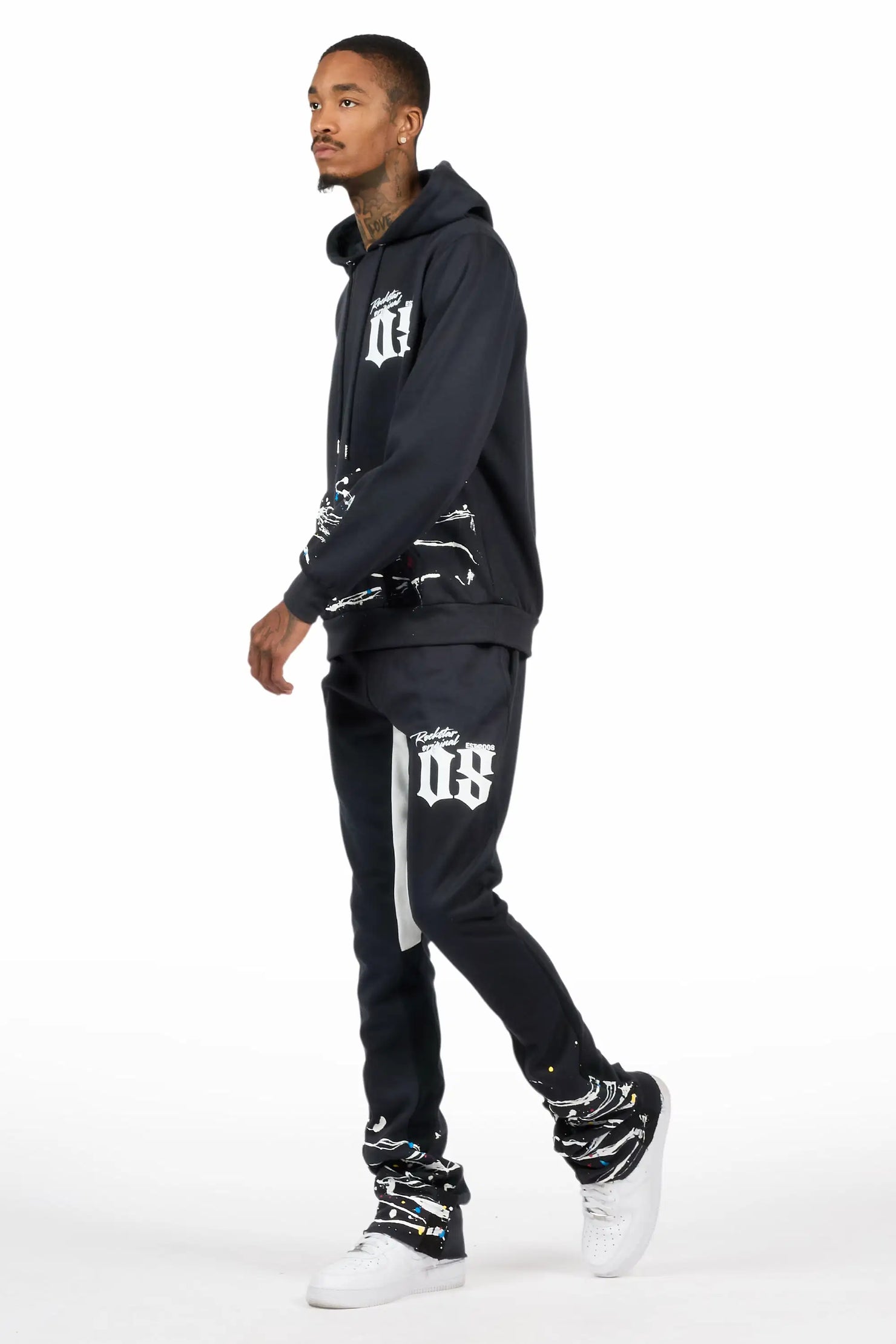 Horia Charcoal/Multi Hoodie/Stacked Flare Track Set