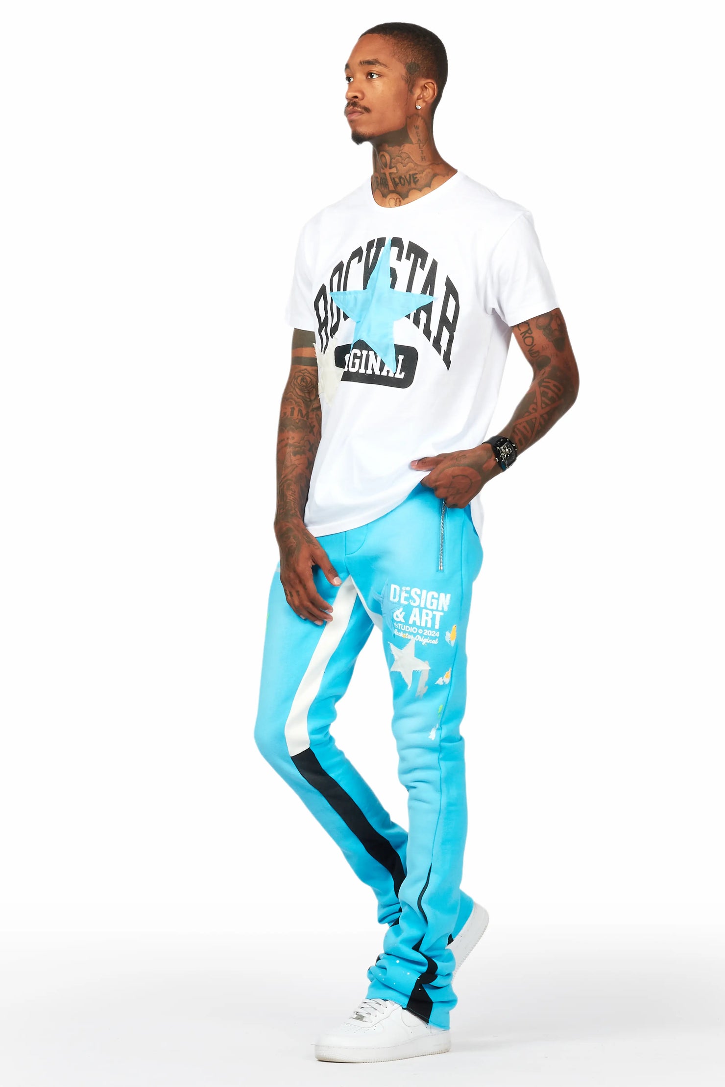 Mallor Blue T-Shirt/Super Stacked Track Set