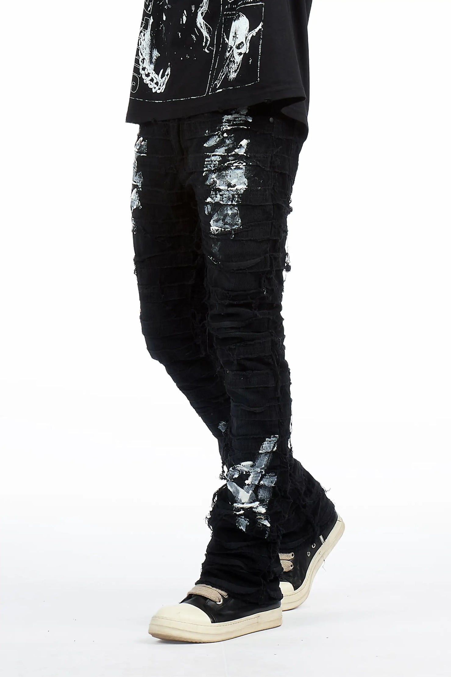 Garson Black Painter Stacked Flare Corduroy Pant