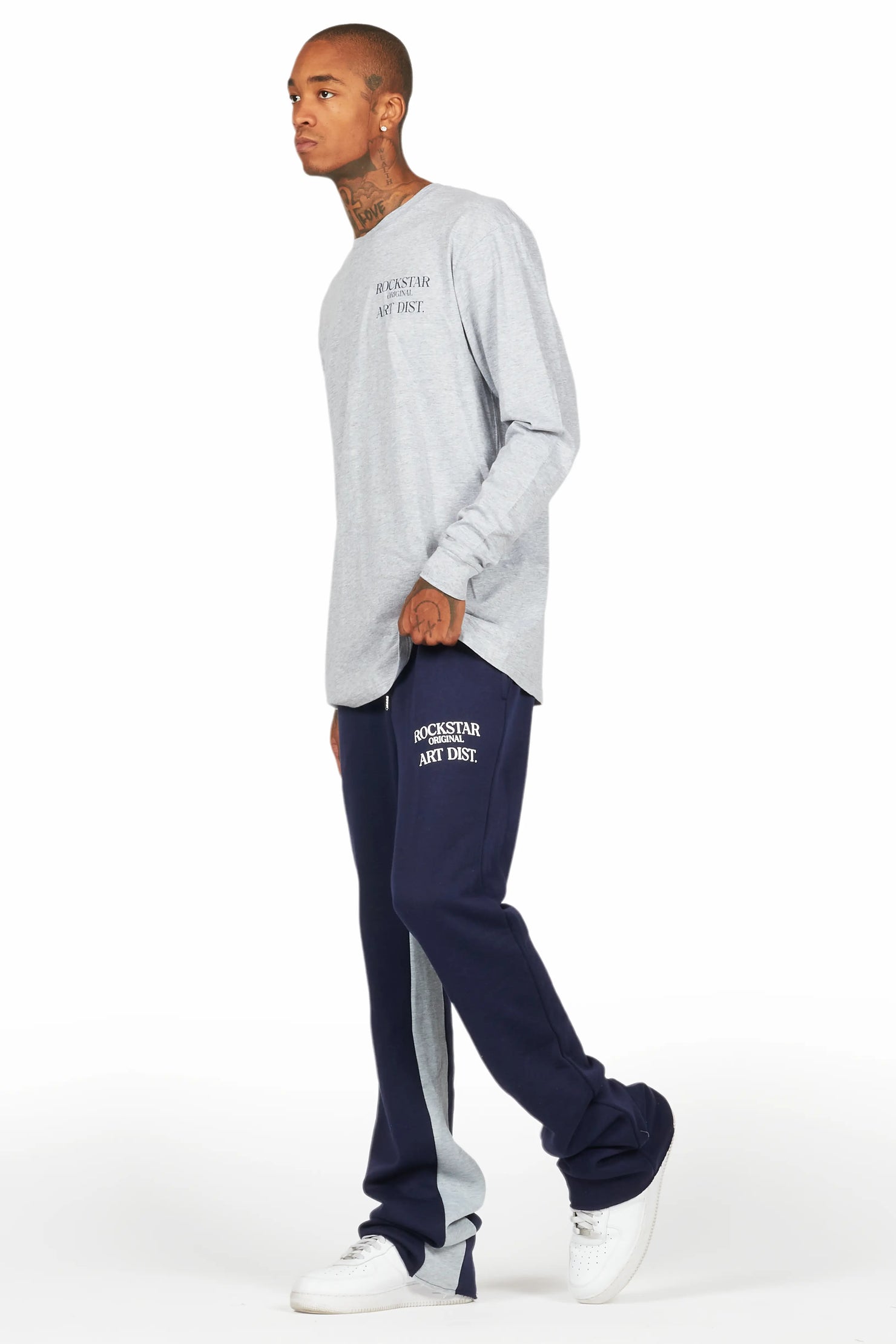 Briggs Heather Grey Long Sleeve T-Shirt/Baggy Pant Set