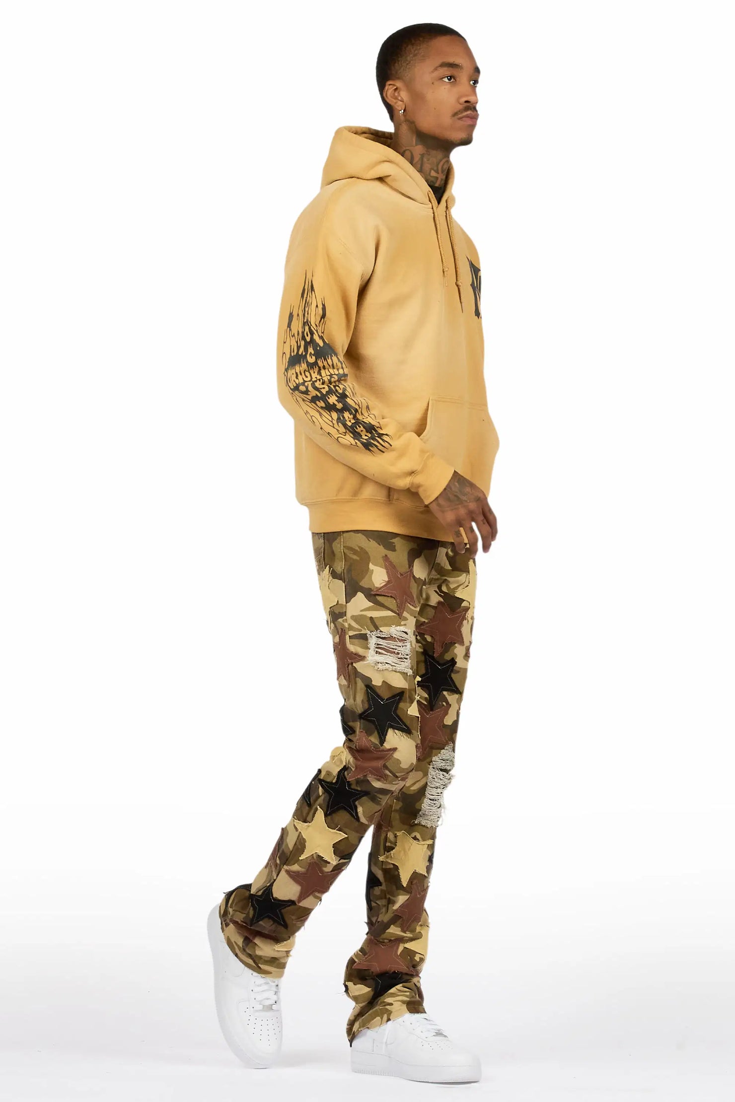 StarLane Brown Camo Stacked Flare Jean