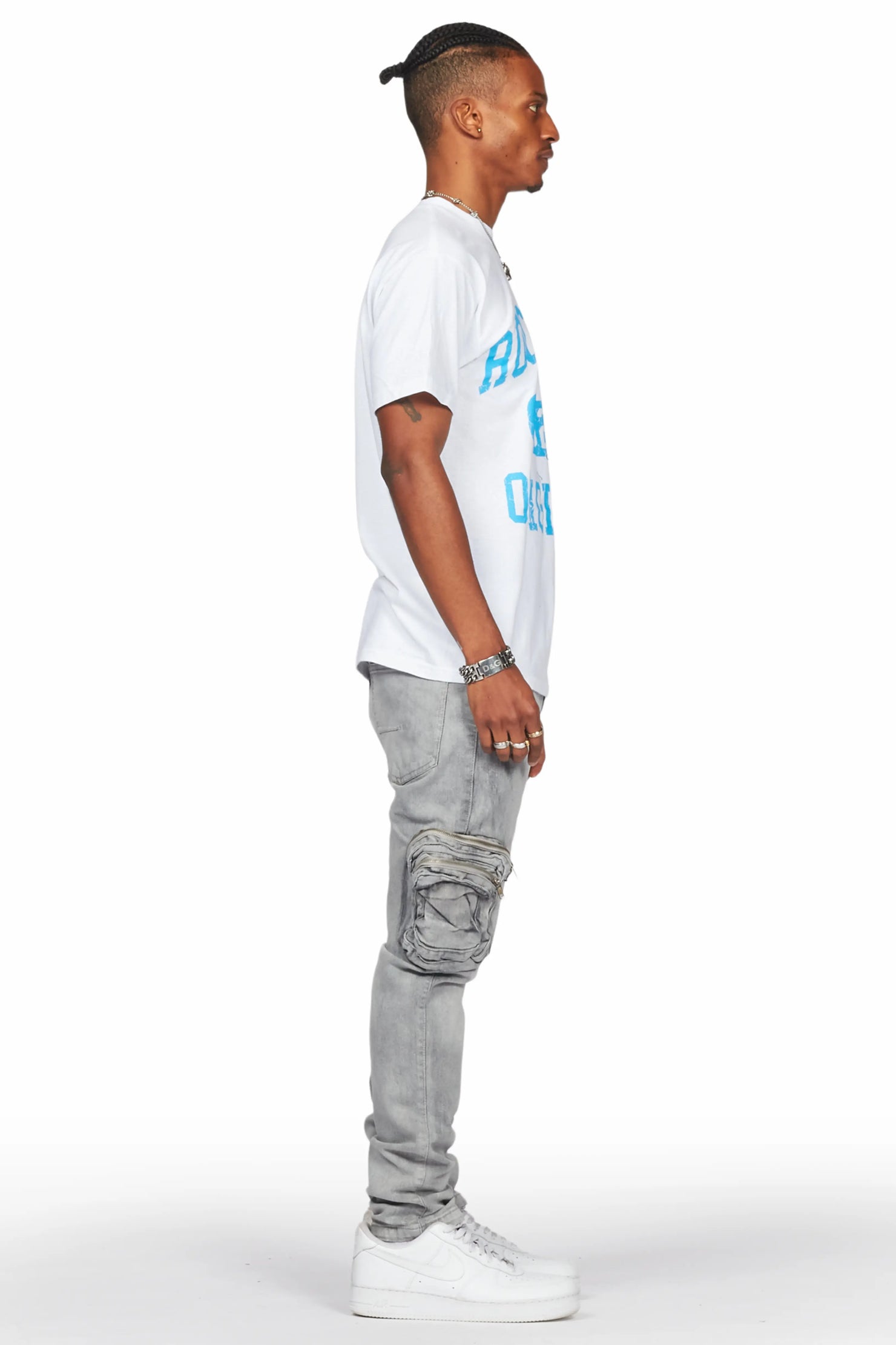 Falan Grey Skinny Fit Cargo Jean