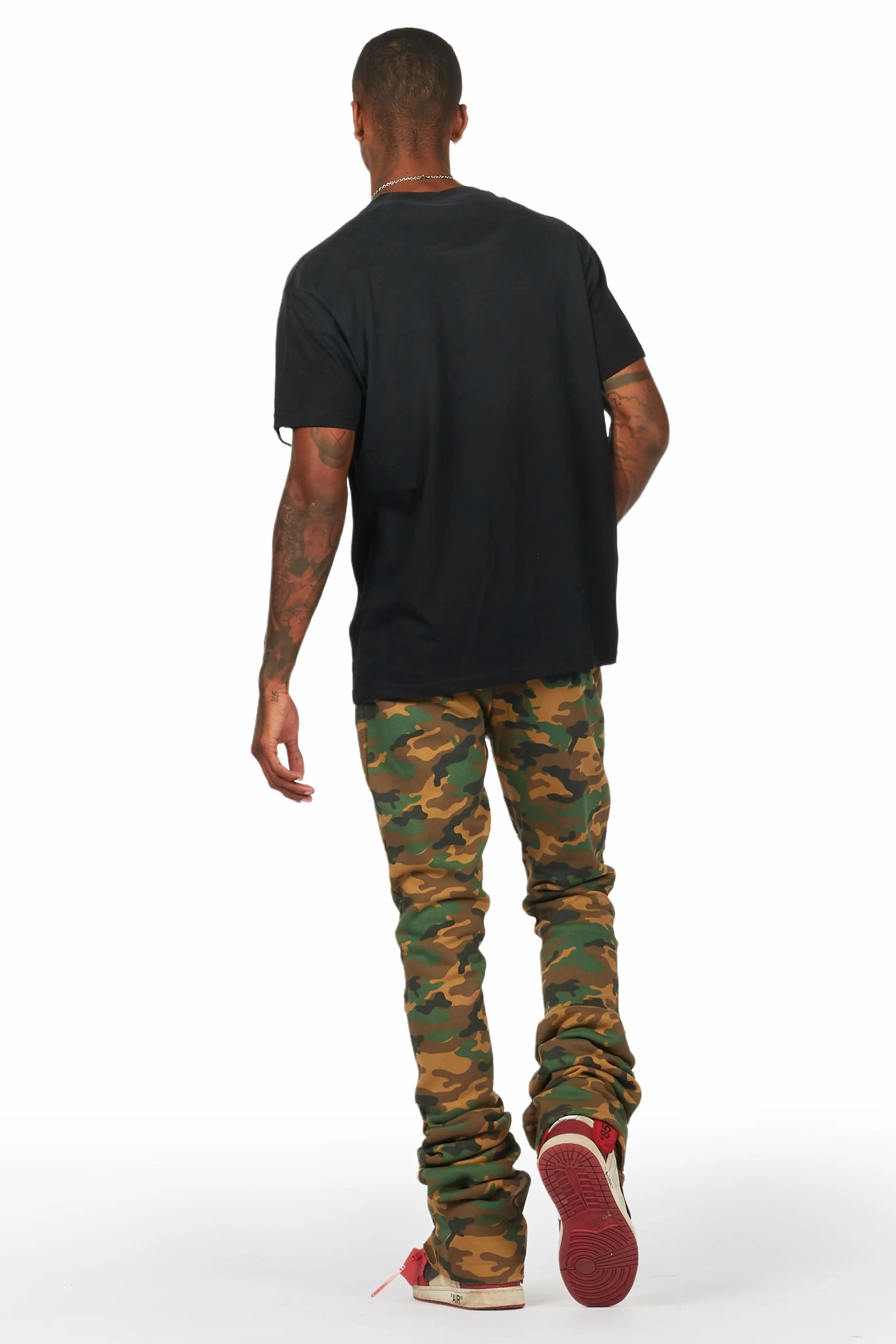 Callie Faded Camo Super Stacked Flare Pants