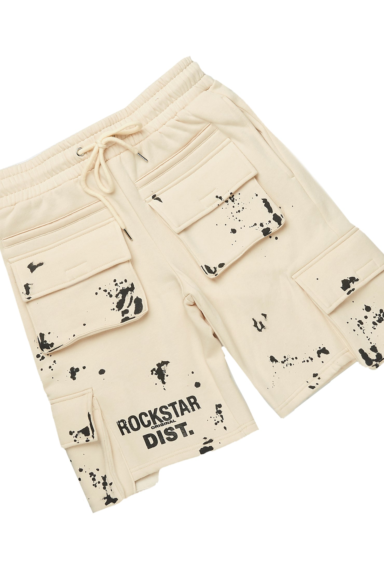 Raffer Beige/Black T-Shirt Cargo Shorts Set