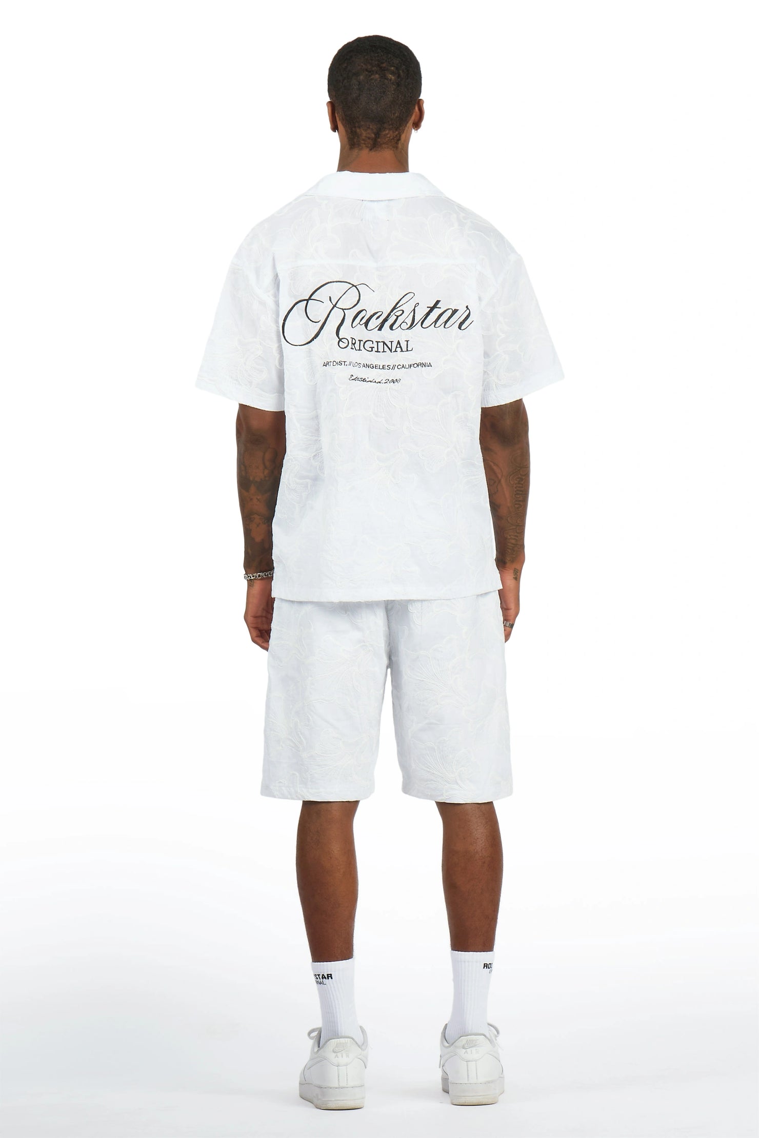 Isaiah White Button Down Shirt/Short Set