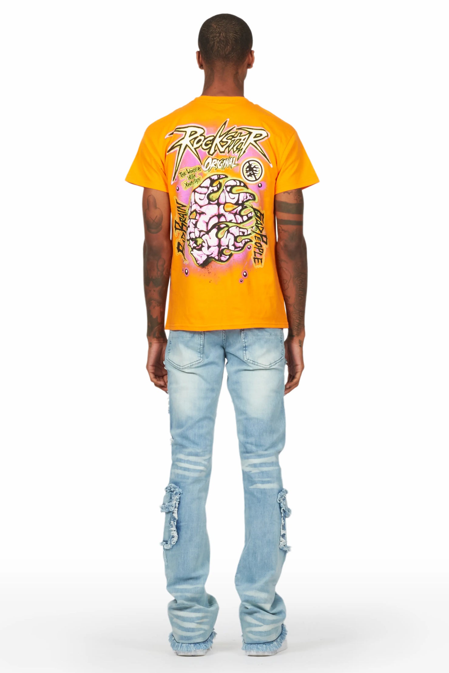 Savino Blue Stacked Flare Cargo Jean