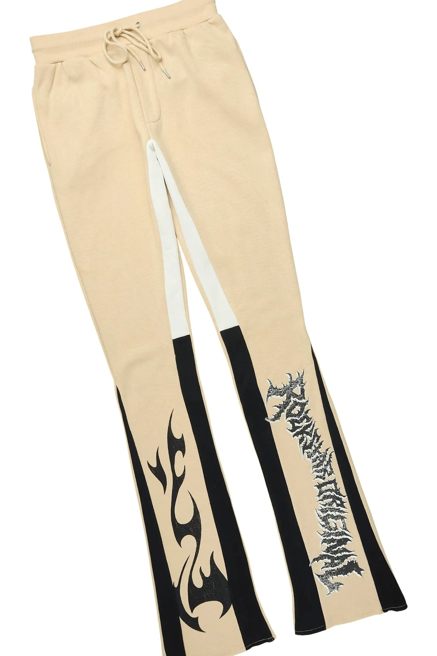 Deathrow Beige/Black Hoodie/Stacked Track Pant Set