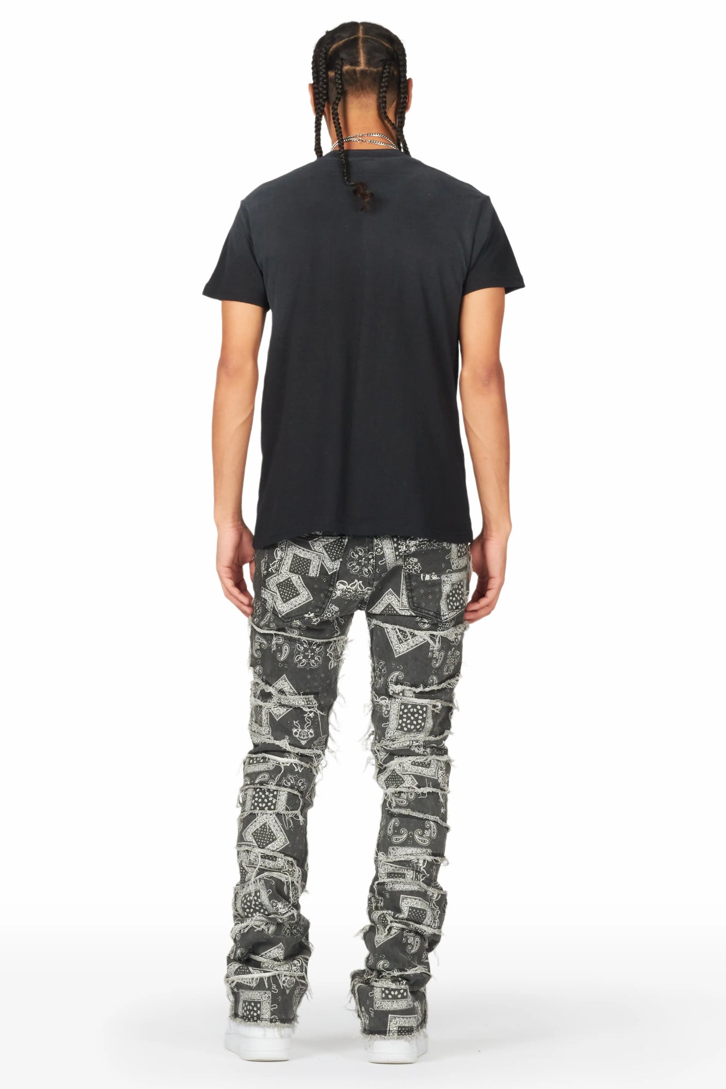 Axton Black Stacked Flare Jean