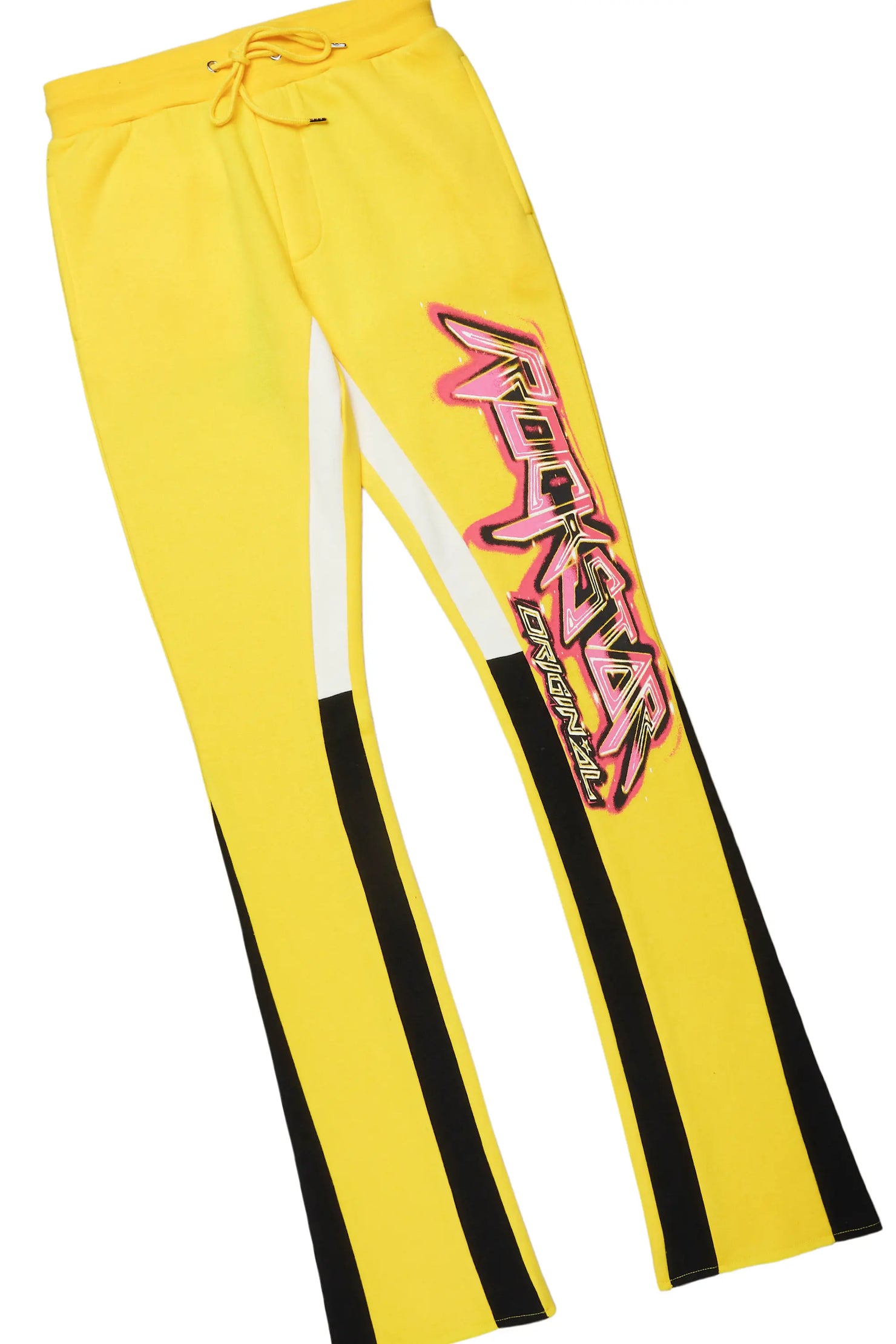 Obern Yellow Graphic Hoodie/Stacked Flare Pant Track Set
