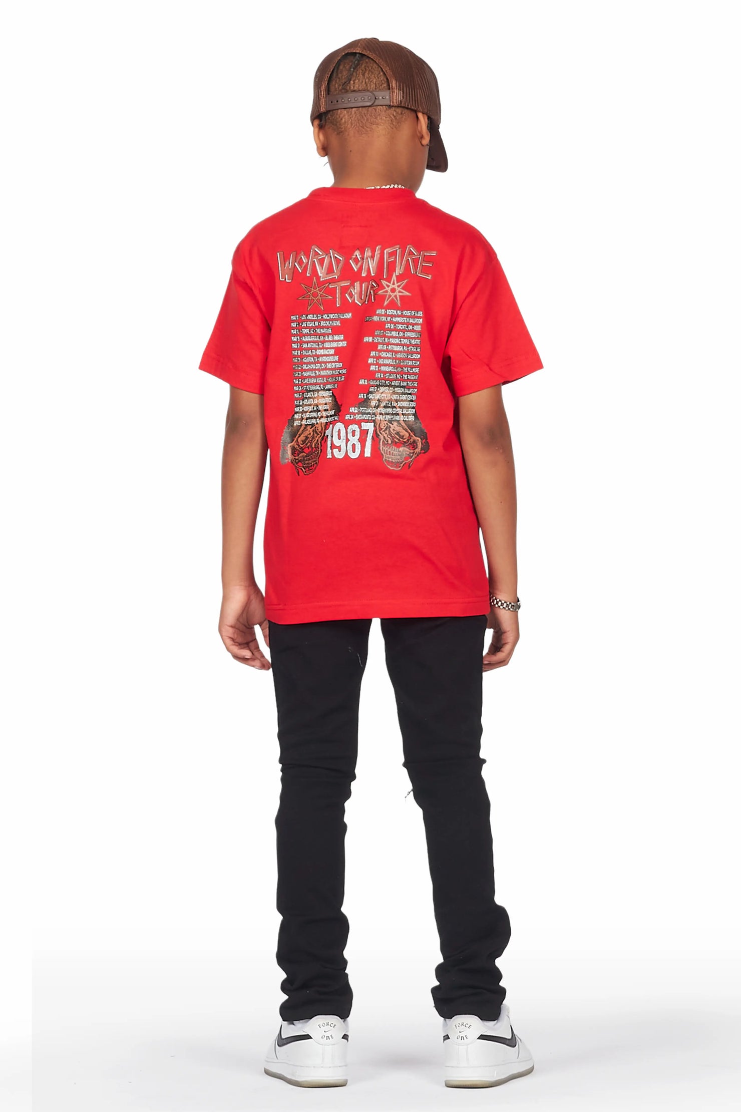 Boys Cachi Red/Black T-Shirt/Skinny Jean Set