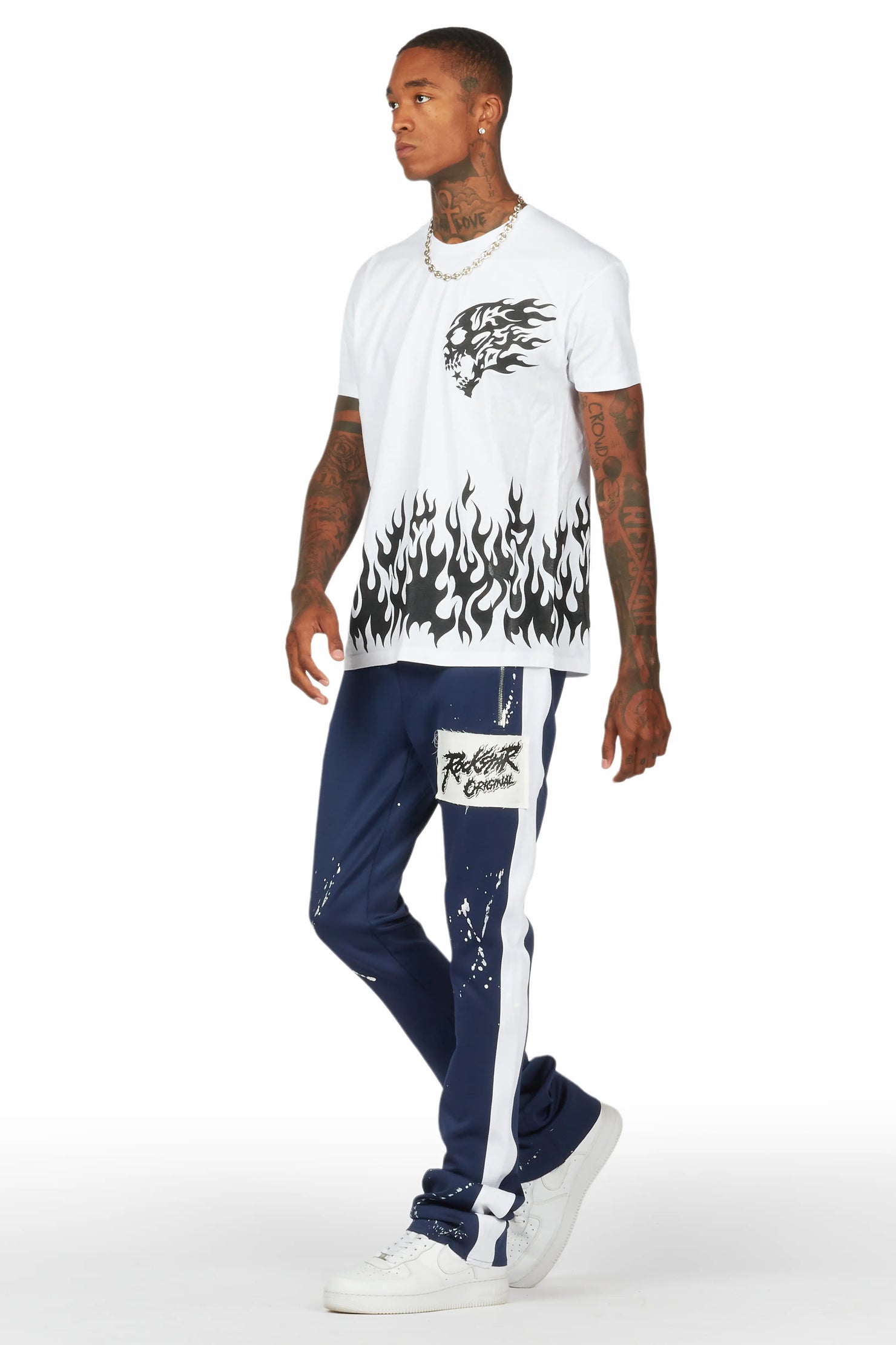 Bubble White/Navy T-Shirt/Stacked Flare Track Set