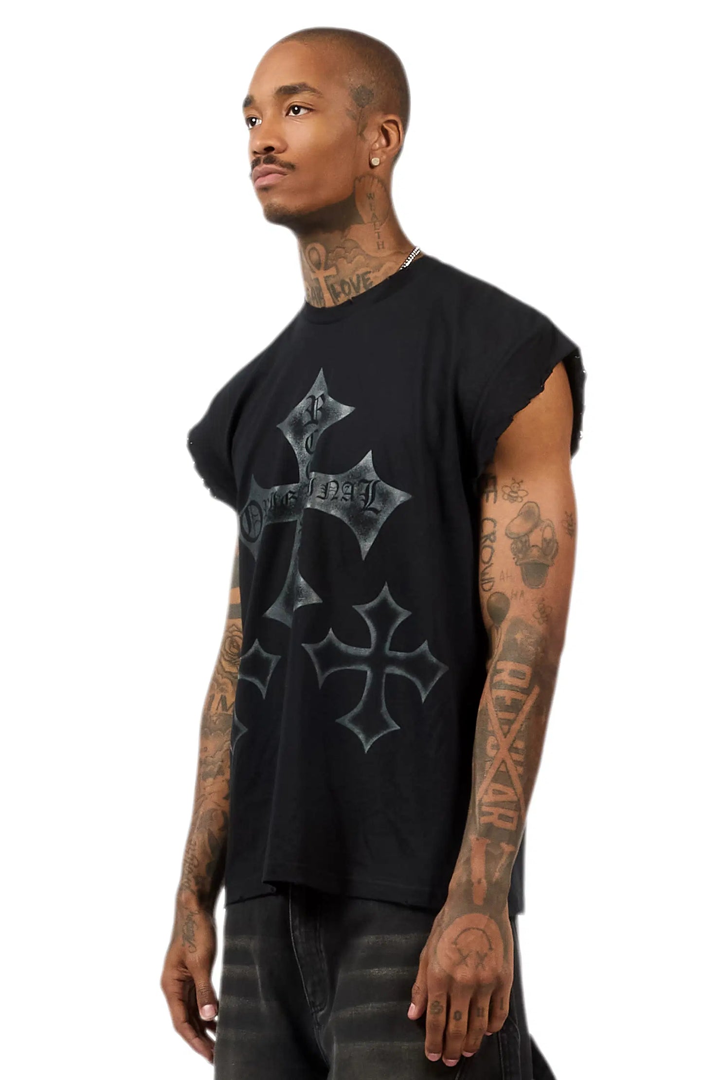 Marizon Black Cut off Tee