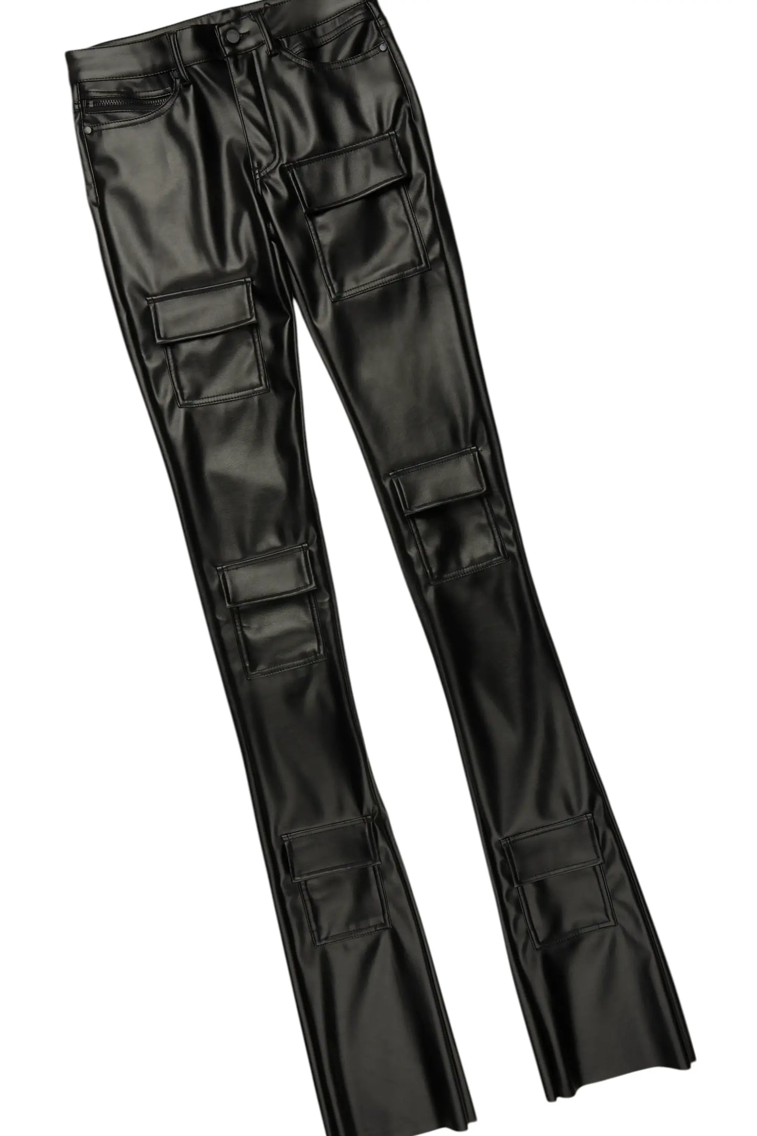 Grill Black Long Sleeve T-Shirt & Petrus Stacked Flare PU Jean Bundle